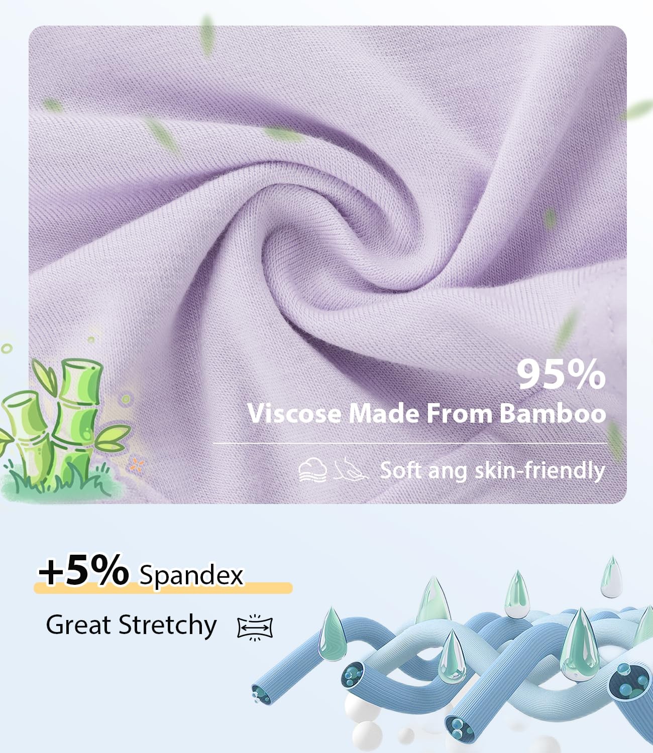 BAMBOO Girls’ COOL Underwear Soft Skin-friendly Panties Breathable 6PK-S