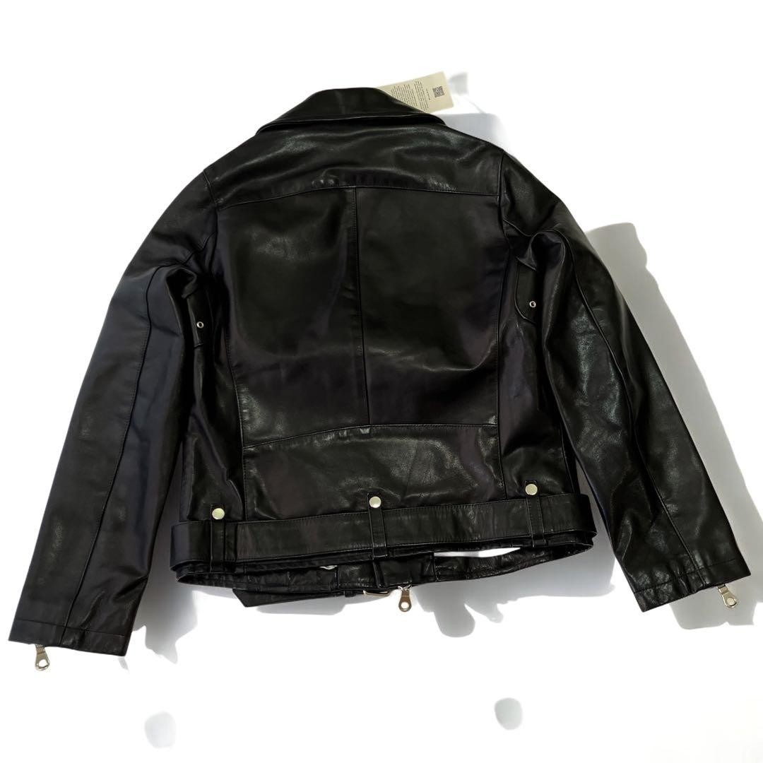 CINQUANTA Black Horsehide Leather Double Riders Biker Jacket Size 36 S Italy Top