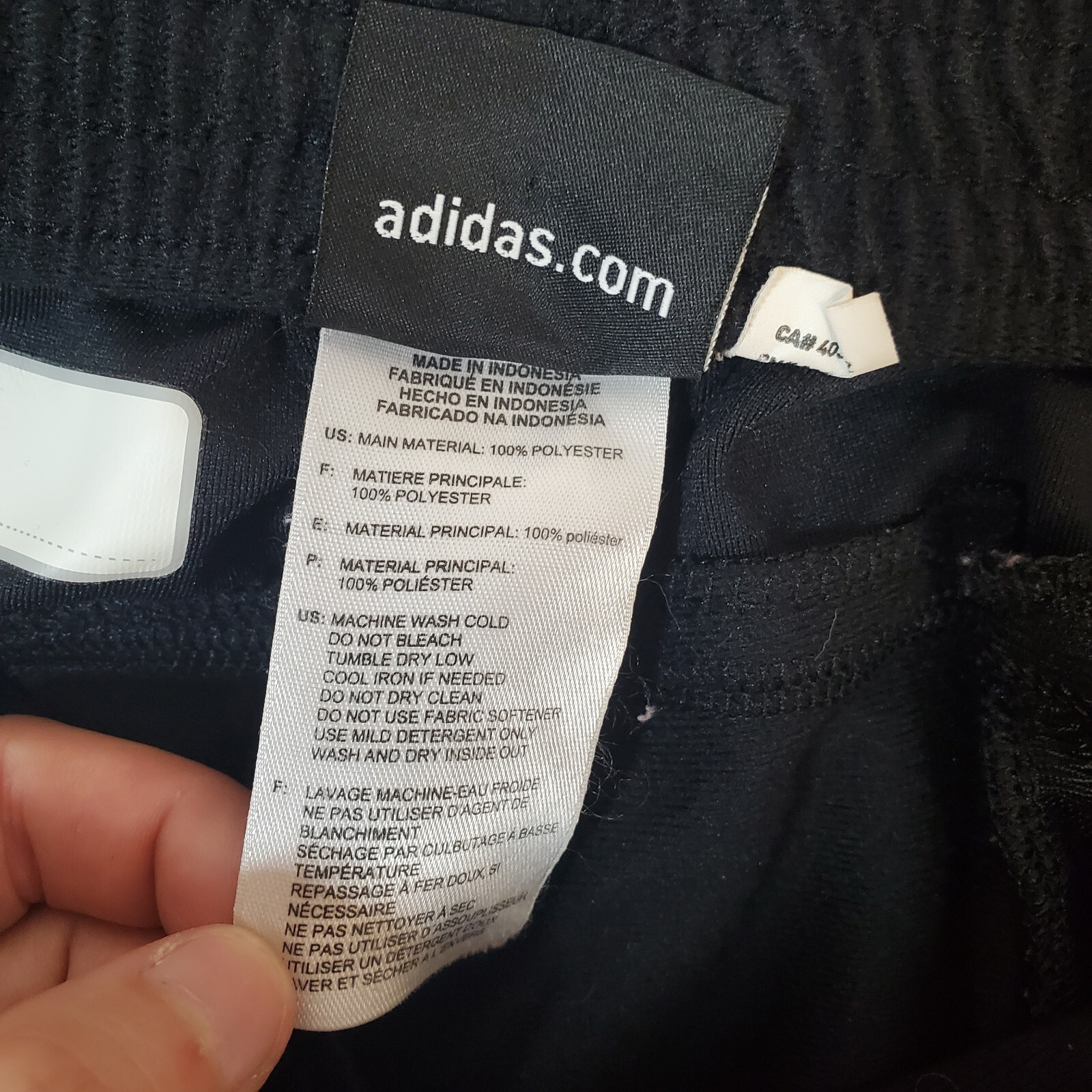 ADIDAS Track Pants Mens Large Atheltic Drawstring Straight Black White