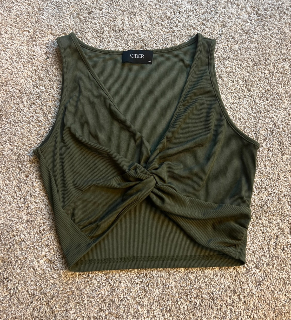 Cider Women’s Olive Green, Wrap Detail, Sleeveless Tank Top