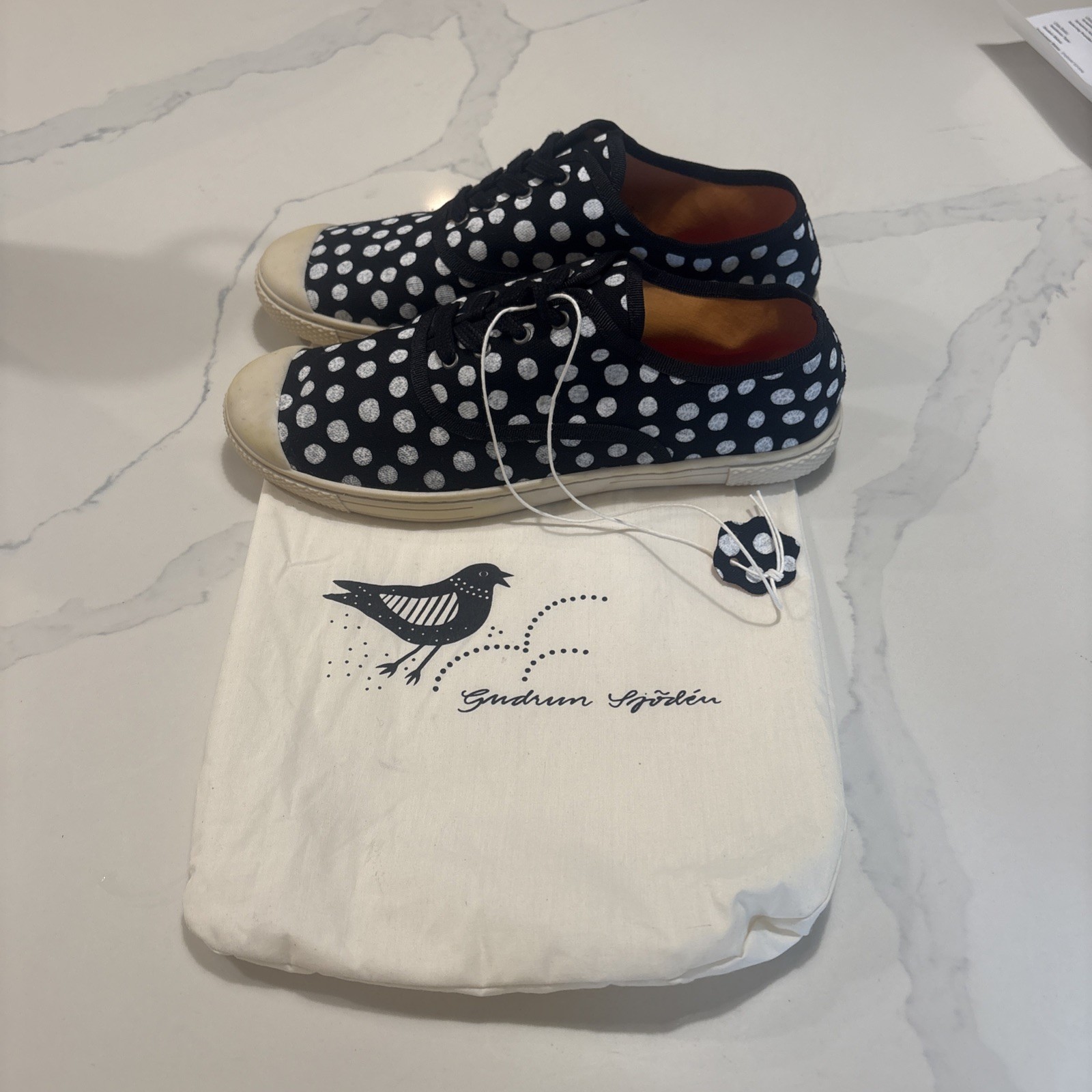Gudrun Sjoden Canvas Sneakers Polka Dot Lace Up Women’s EU 40 US 9-9.5 Dust Bag