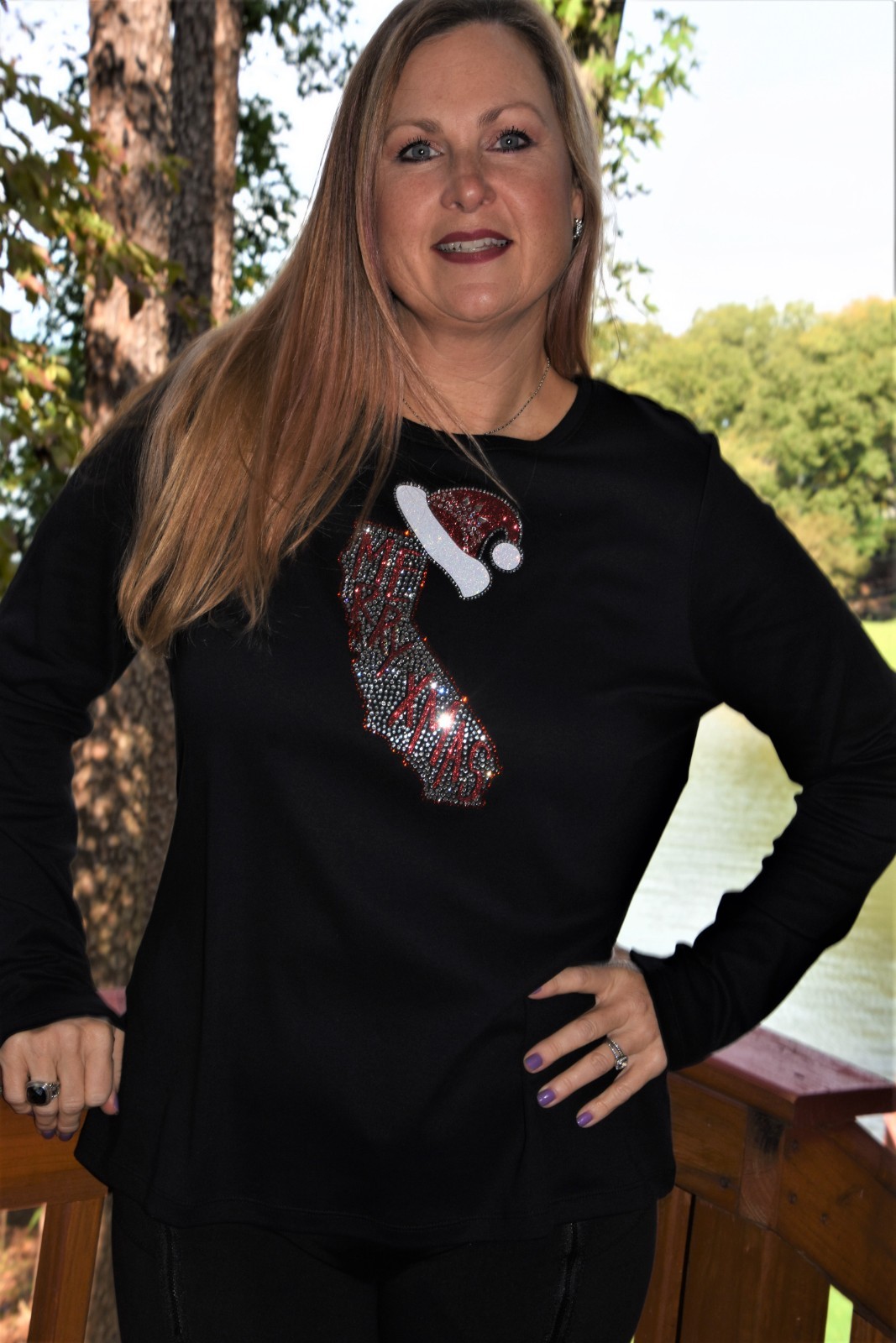 California Christmas rhinestone glitter shirt XS S M L XL XXL 1X 2X 3X 4X 5X