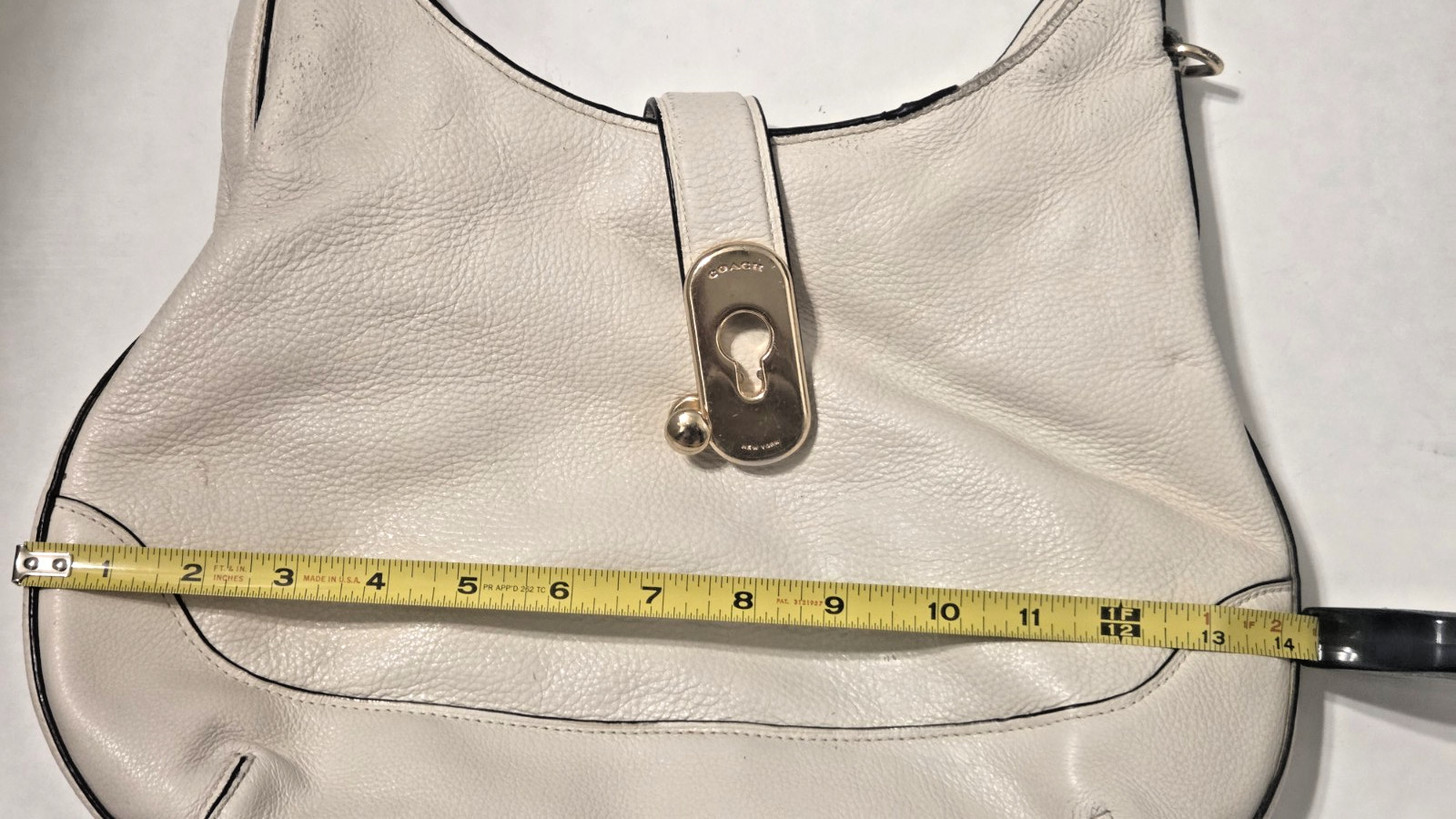 VTG COACH Amber Hobo F48635 Off White Pebbled Leather Shoulder Bag Made in Burma