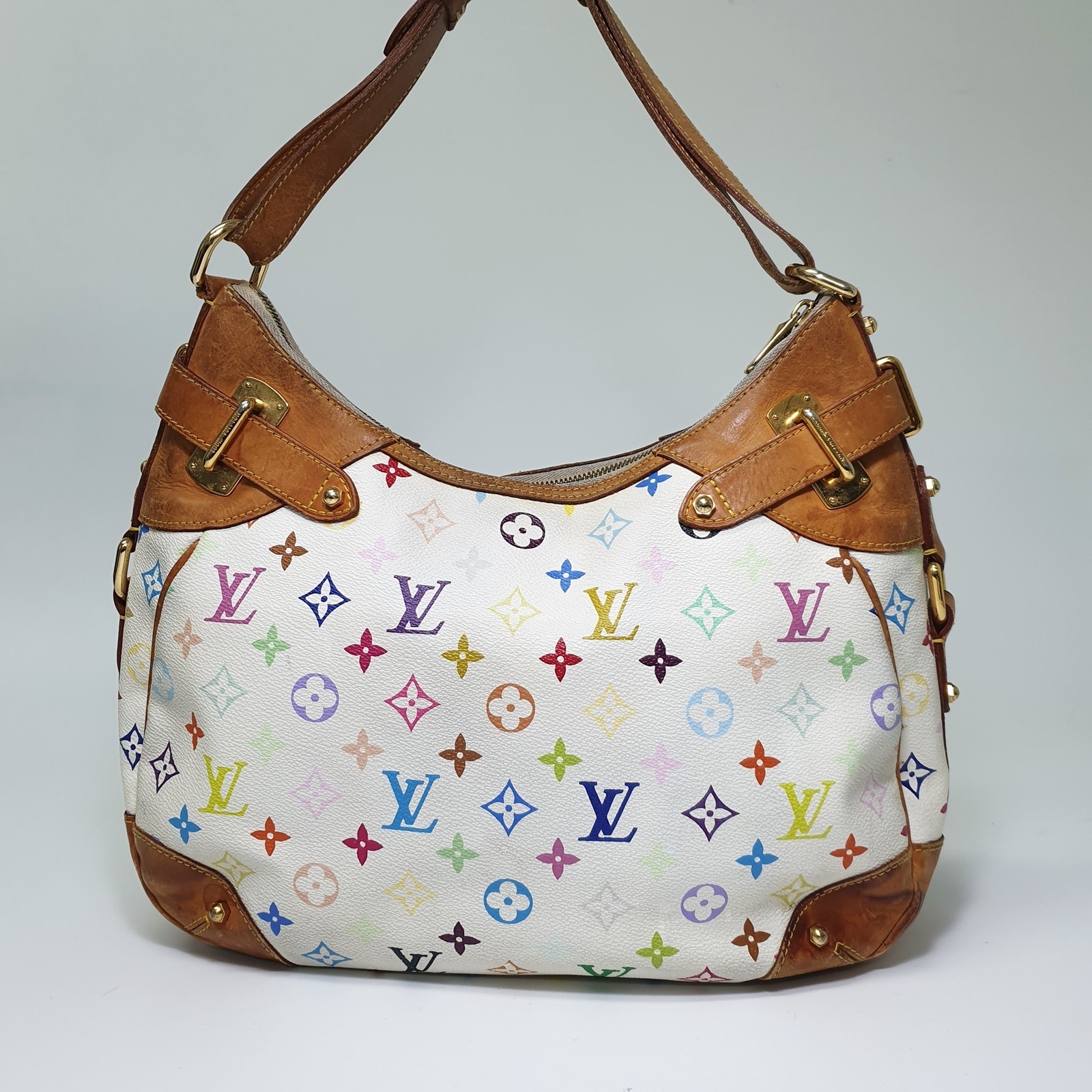 NO TARIFF Authentic Louis Vuitton Greta Monogram Multicolor Blanc M40195 CLA764