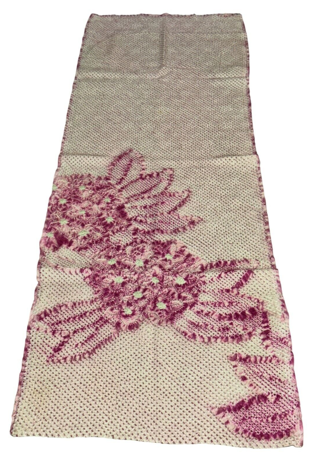 Japanese Vintage Kimono Fabric cloth Boro silk Pink Sibori Dirt 40.5×13.7in