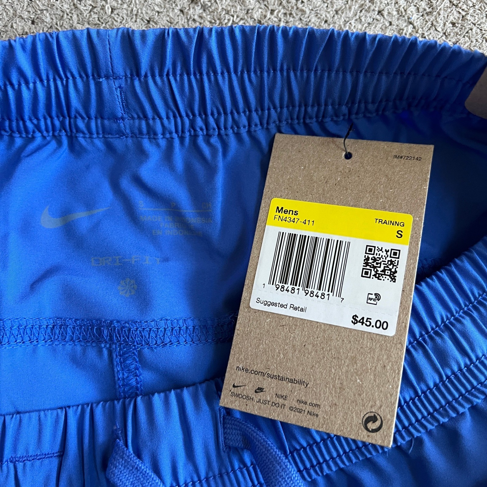 Nike Form Dri-FIT Mens 5 Inch Training Shorts FN4347-411 Blue Small NEW