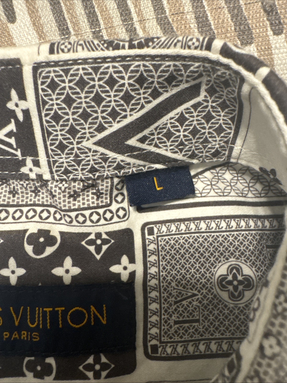 Louis Vuitton Playing Card Print Button Shirt Mens Large L Japan Rare Kim Jones
