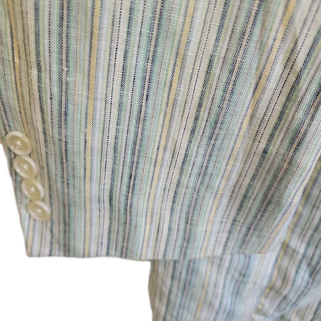 Haspel multicolor Stripe 100% Linen Sport Coat Blazer preppy ladcore. See Pics