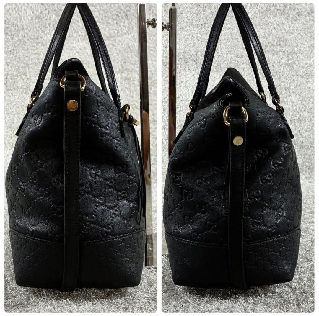 GUCCI Shoulder bag Black Guccissima Authentic From Japan