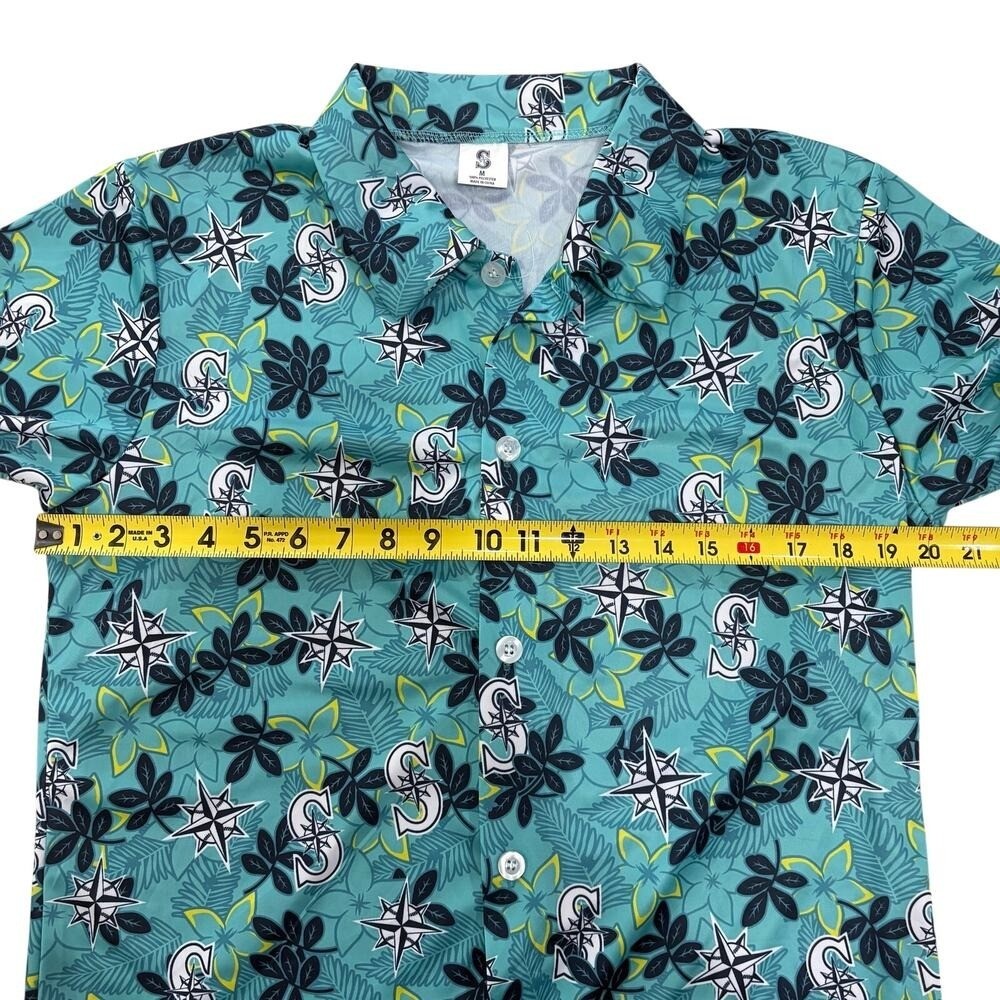 Seattle Mariners Men’s Floral Hawaiian Button Down Shirt Short Sleeve Medium SGA
