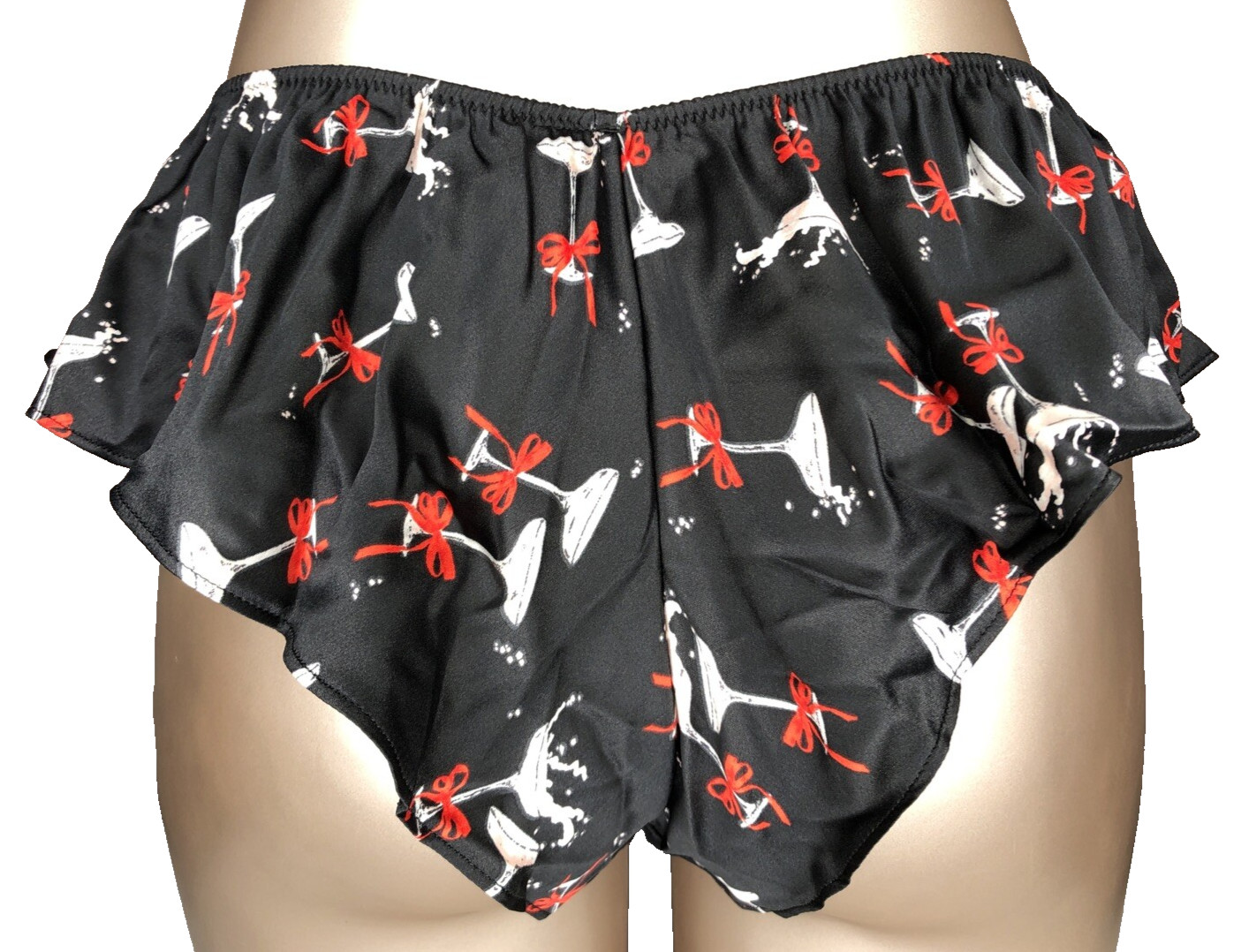 Victoria’s Secret Very Sexy NWT Flutter Cheeky Panty Medium Black Cocktails Bows