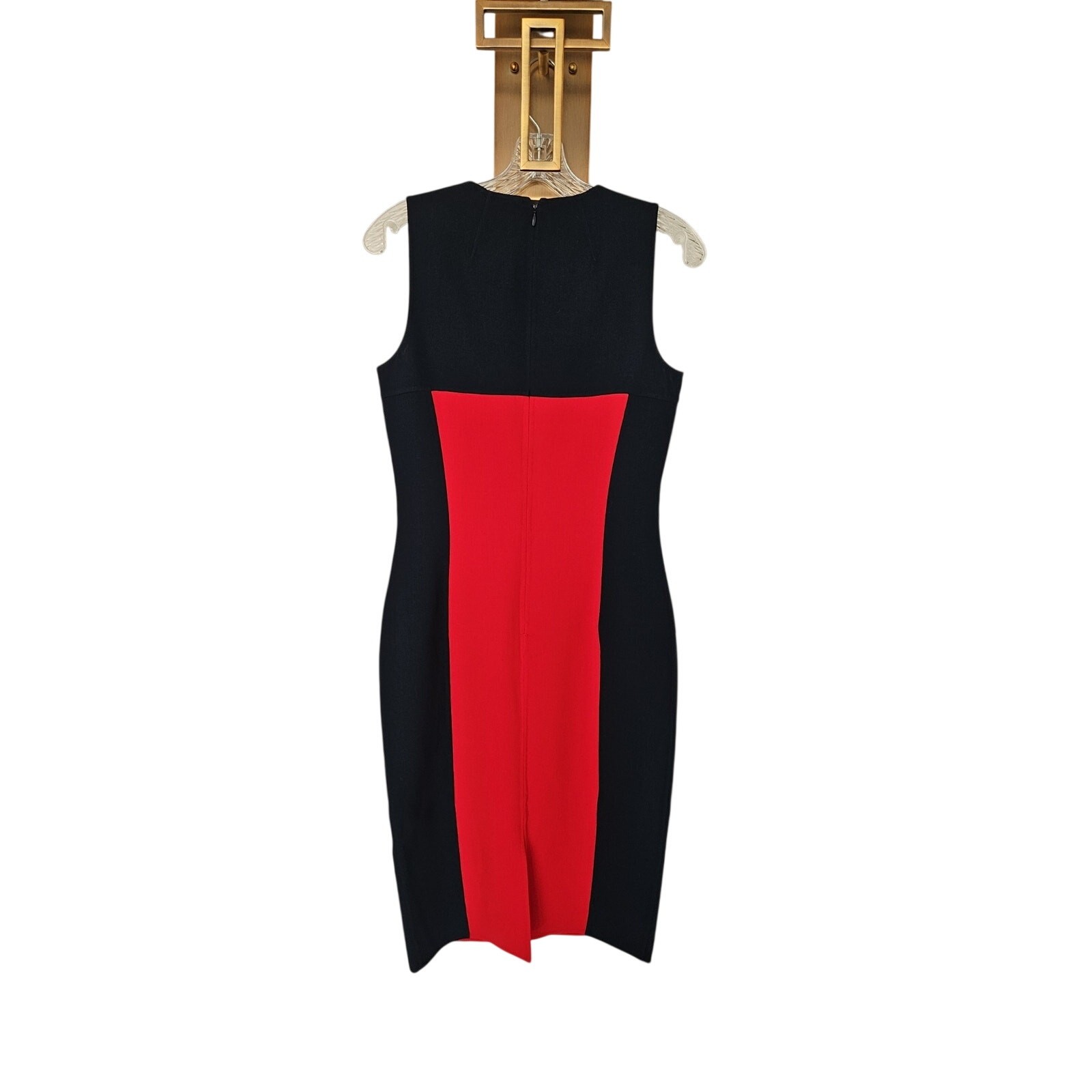 Michael Kors Italy Navy Red Colorblock Virgin Wool Tailored Sheath Dress Size 6