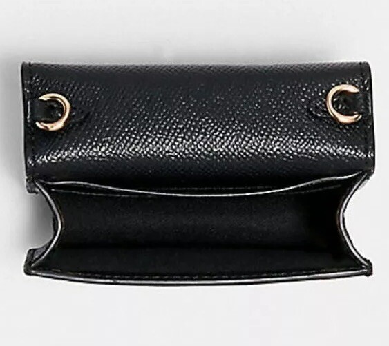 🐼💦 Coach C0059 🐼💦 Black Leather Mini Chain Wallet Card Crossbody Bag 🐼D9 *2