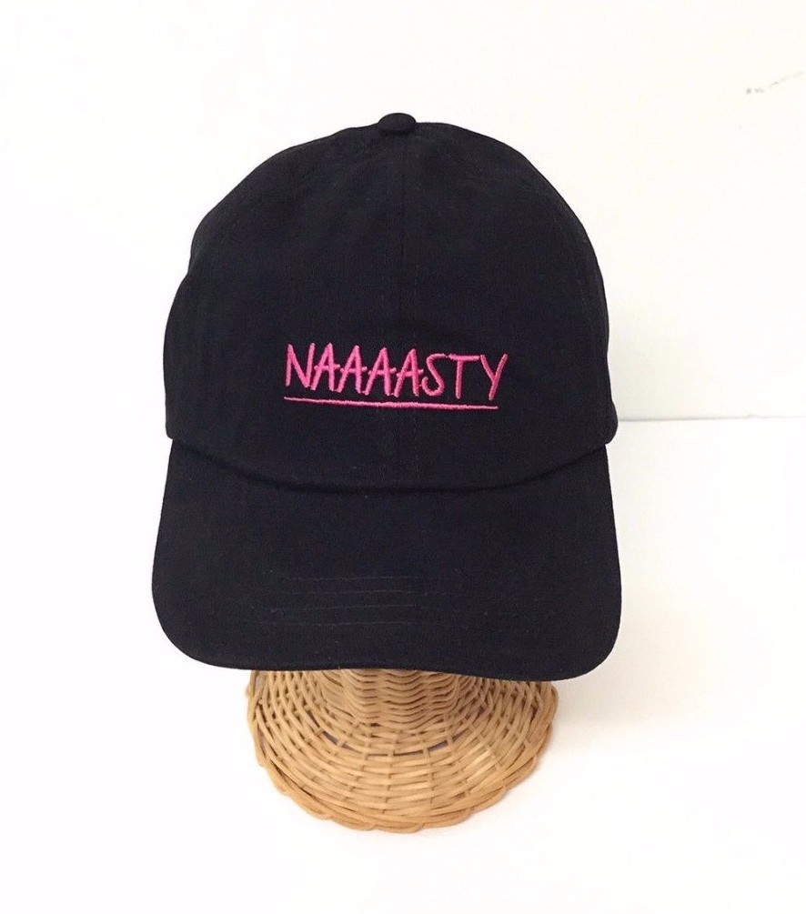 100% Cotton Baseball Ball Cap w/ NAAAASTY Embroidery Polo Style Sun Visor Hat