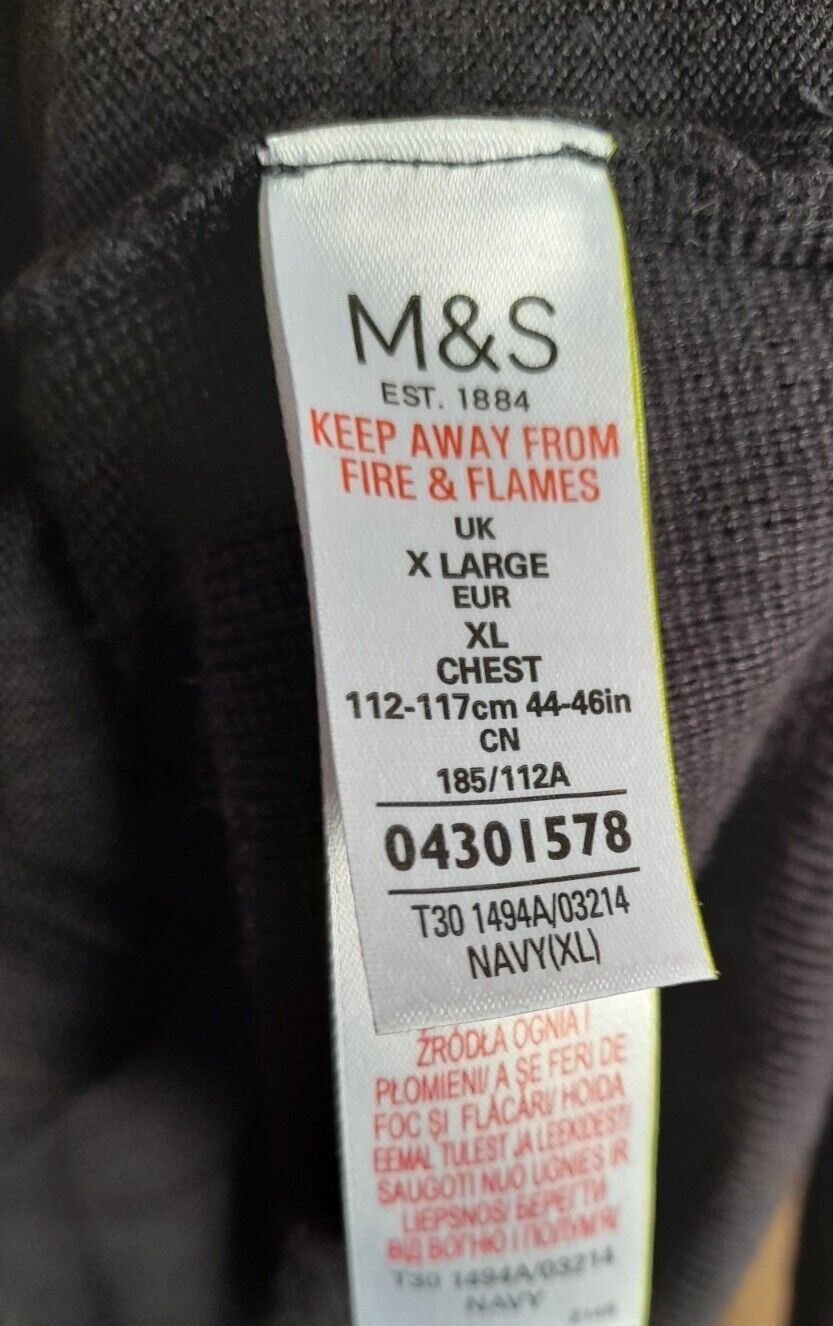 M&S Autograph Jumper Jacket Mens XL 44″/46″ Chest Navy Full Zip Size Extra Large