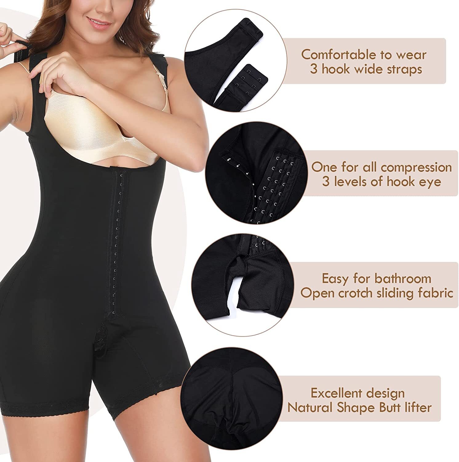 Fajas Colombianas Reductoras Levanta Cola Girdle Post Surgery BBL 3 Body Shaper