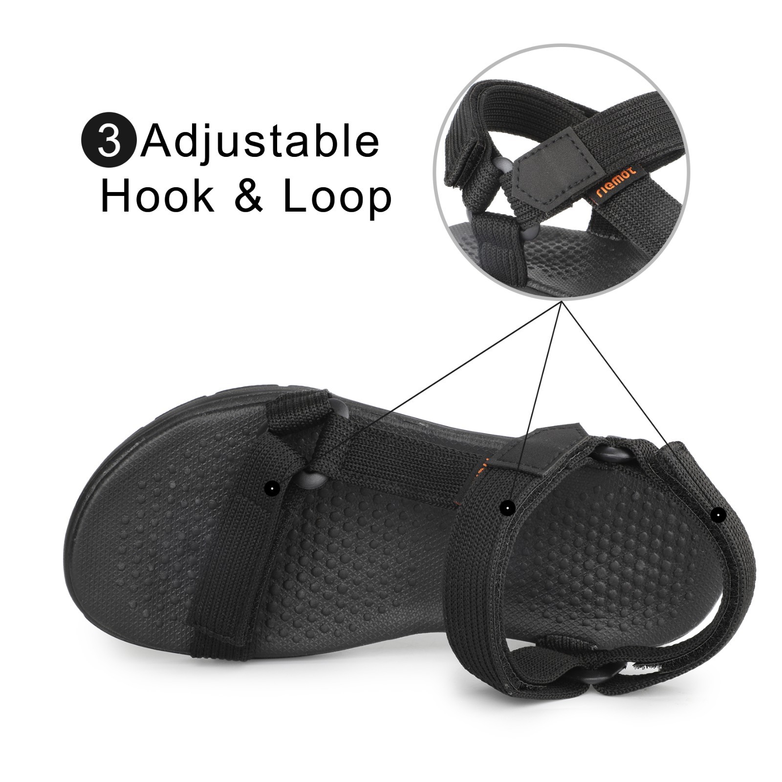 riemot Men’s Sport Hiking Sandals Arch Support Beach Water Sandal Outdoor Summer