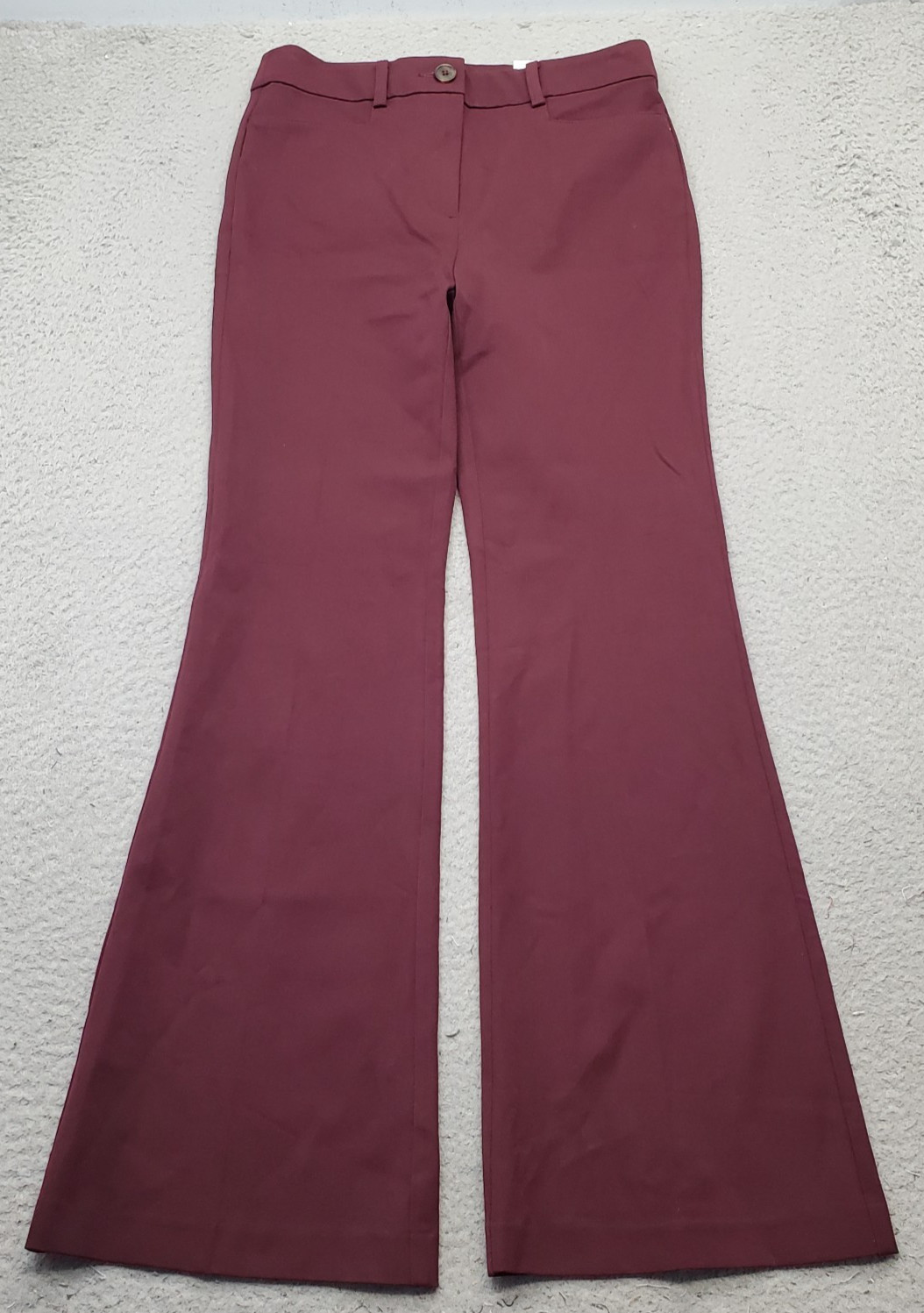 LOFT The Sutton Ankle Flare Pants Womens 2 Burgundy Stretch Regular Flat Front