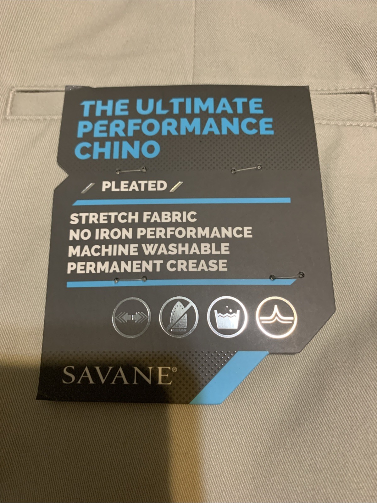 NEW Savane Ultimate Performance Chino Pants Mens 38×32 Pleated Stretch No Iron
