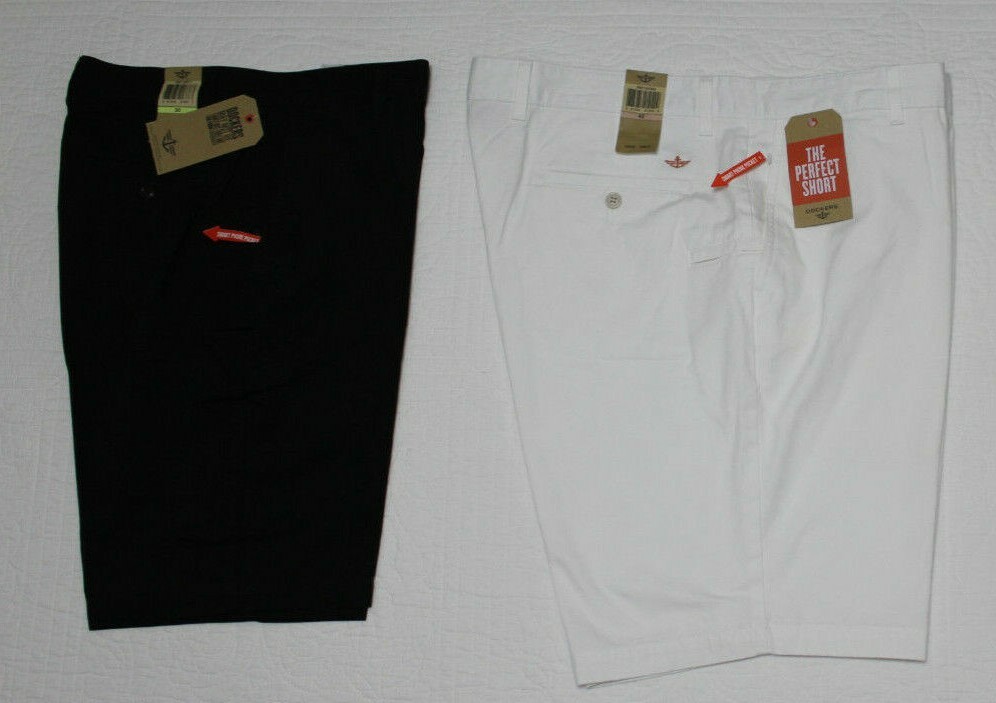 NEW MENS DOCKERS SHORTS WHITE or BLACK VARIOUS SIZES 30,32,33,34,36,42,44 NWT