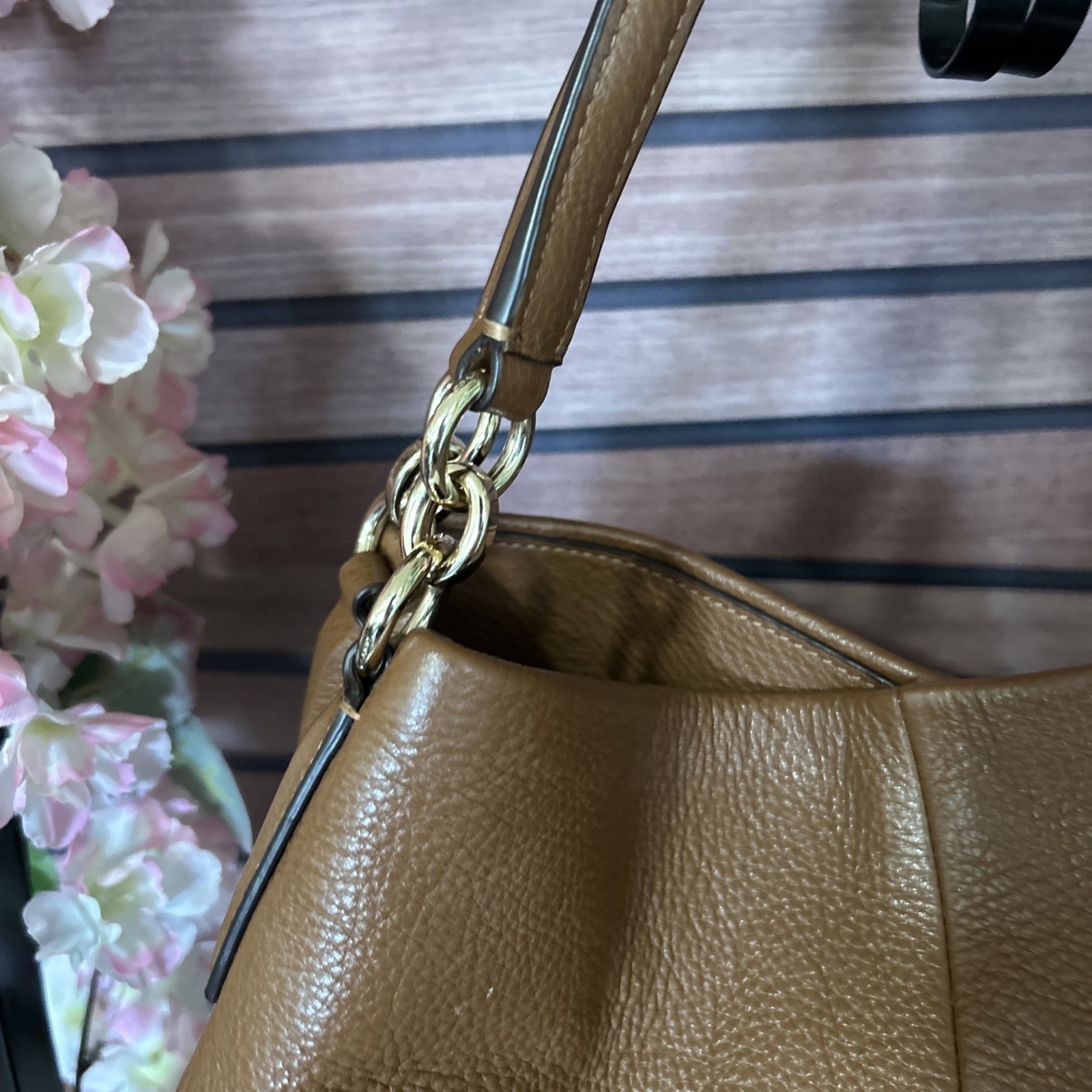 Coach Madison Phoebe 26224 Brown Pebbled Leather Hobo Shoulder Bag Purse