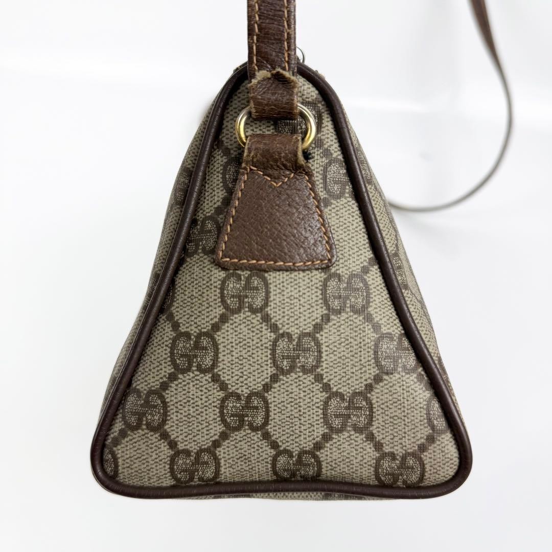 GUCCI Shoulder bag GG Supreme PVC Leather Beige Vintage Authentic From Japan