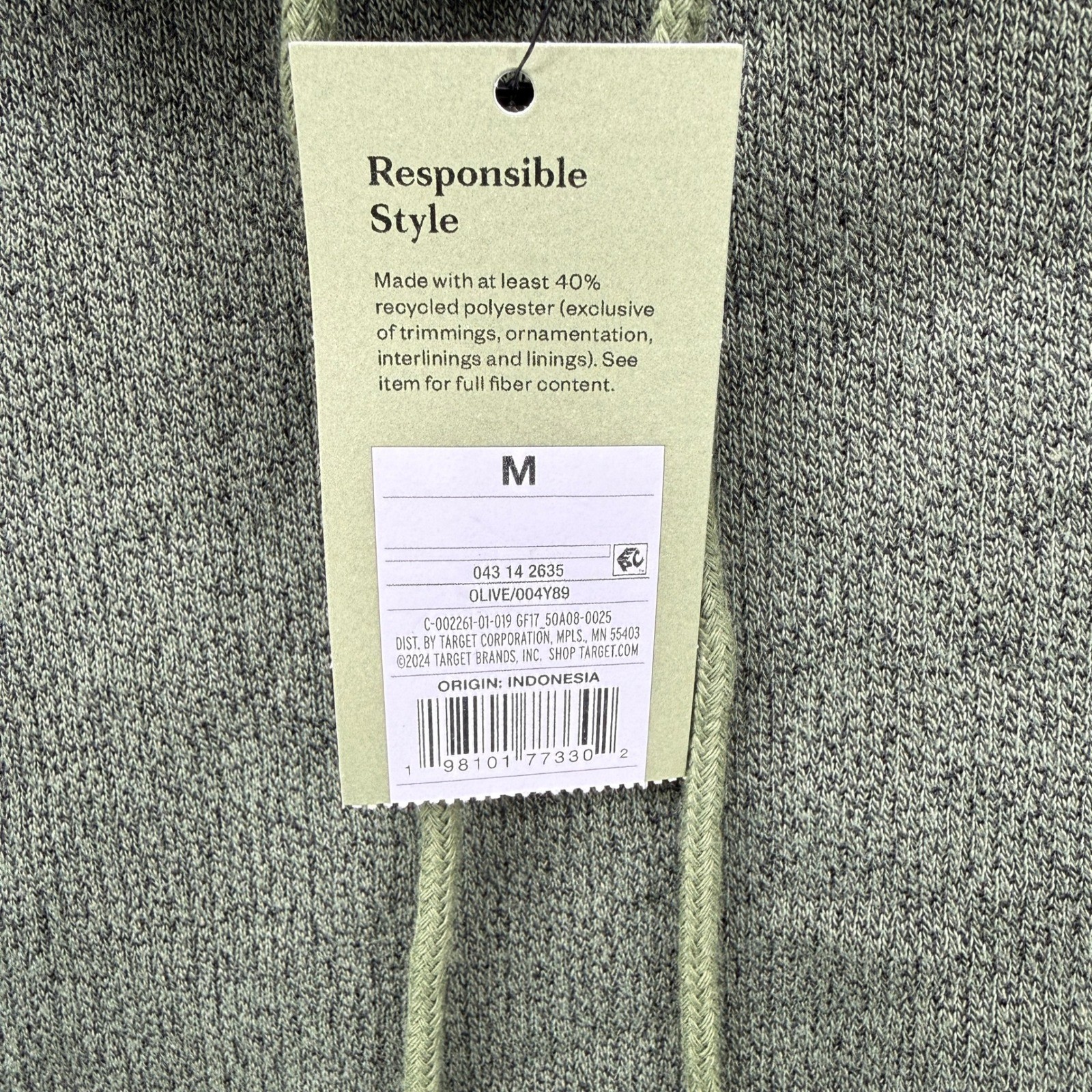 Goodfellow & Co Mens Olive Green Textured Pullover Hoodie Pocket Casual Size M