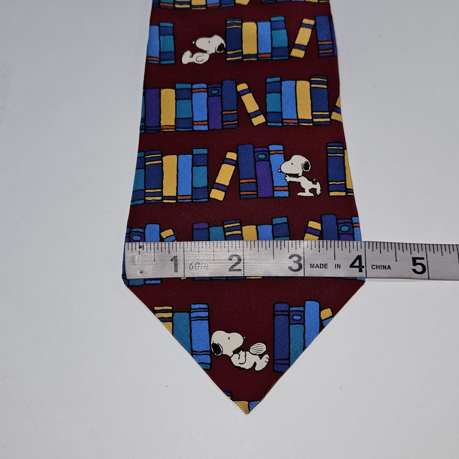 Peanuts Snoopy Book Neck Tie 100% Silk Dark Stormy Night Teacher Librarian READ