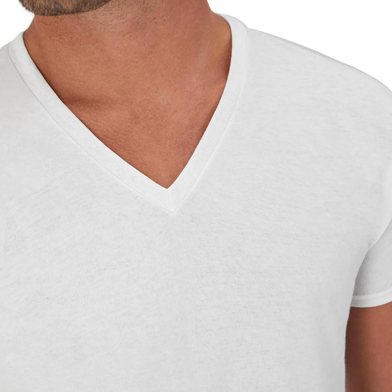 Hanes Mens V-Neck T-Shirt Pack Moisture Wicking Cotton Undershirts White