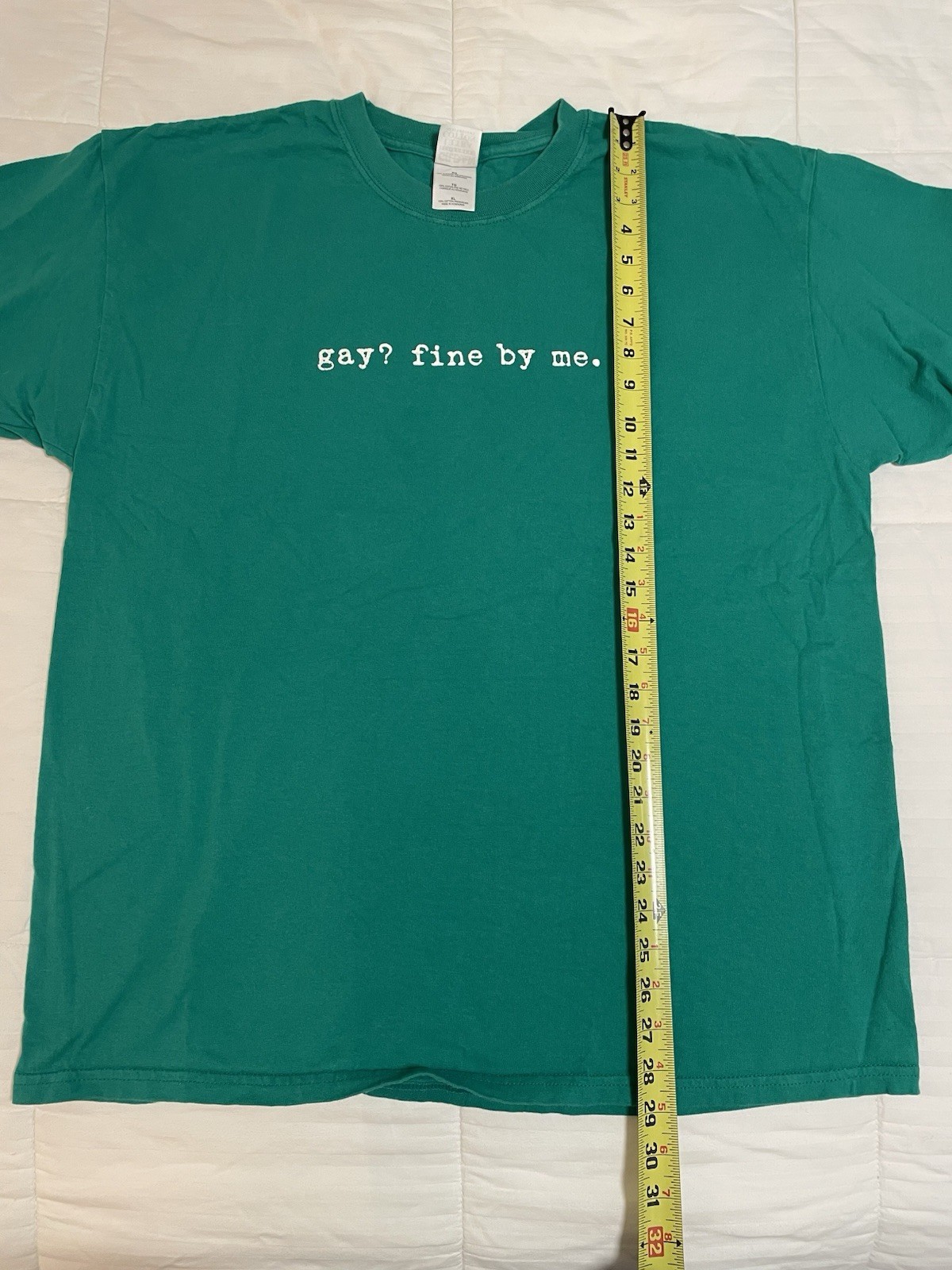 Vintage Y2k “Gay? Fine By Me” Comedy Humor Novelty Green T Shirt XL 2000s EUC