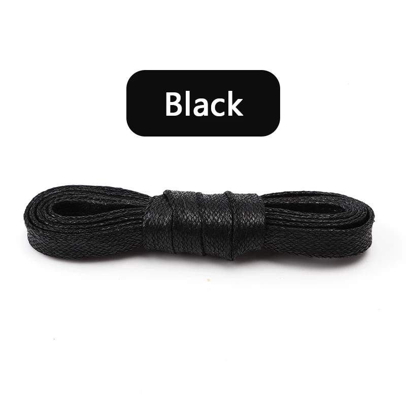 1 Pair Flat Shoelaces Waxed Cotton 0.8CM Width Waterproof Shoe Laces Unisex Boot