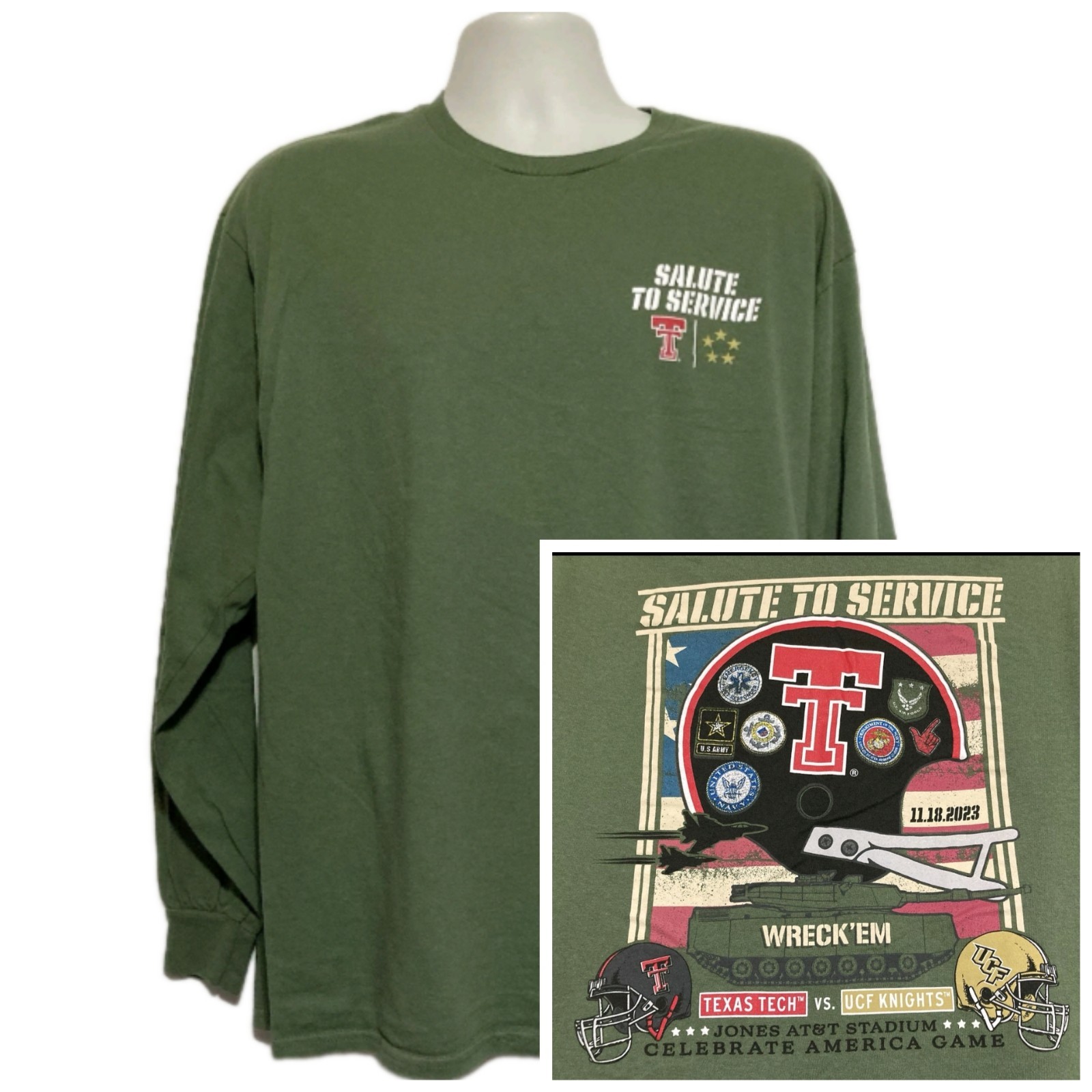 Salute To Service Texas Tech VS UCF Knights Men’s XL T Shirt NCAA Football 2023