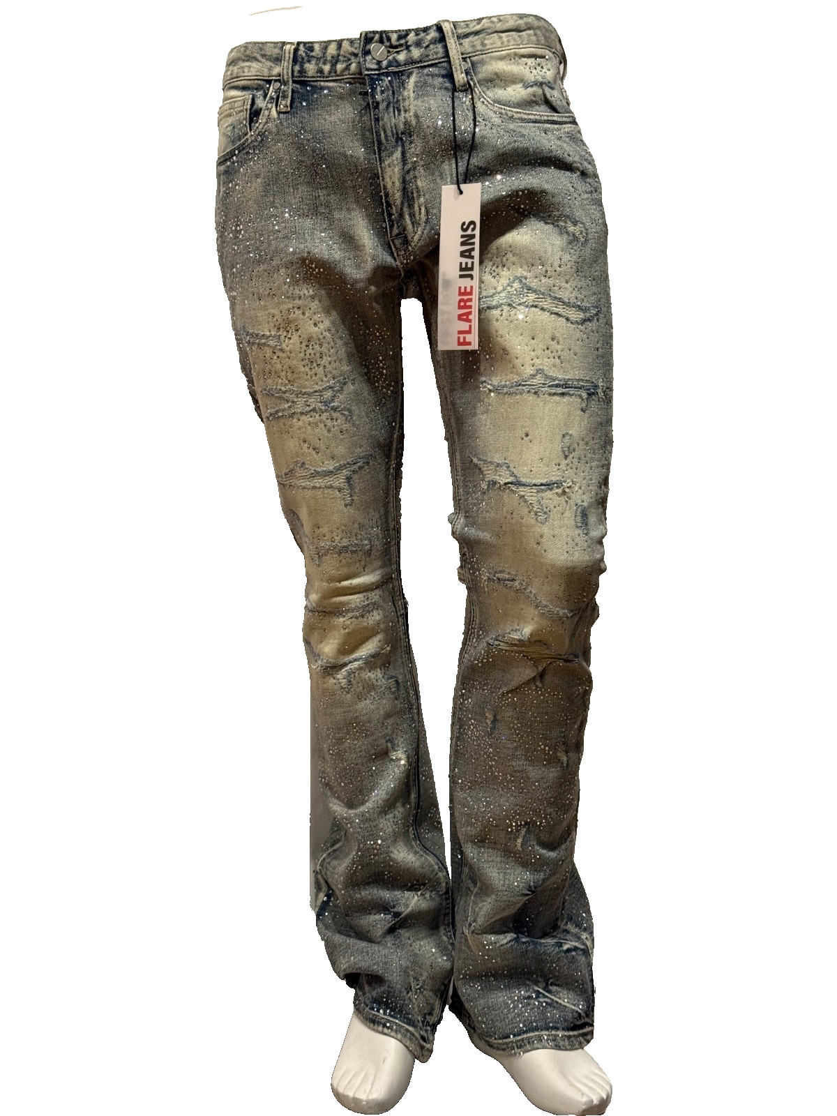 FRD4101 FIRST ROW PREMIUM RIPPED Skinny Stacked FIT SKINNY DENIM W/STONE
