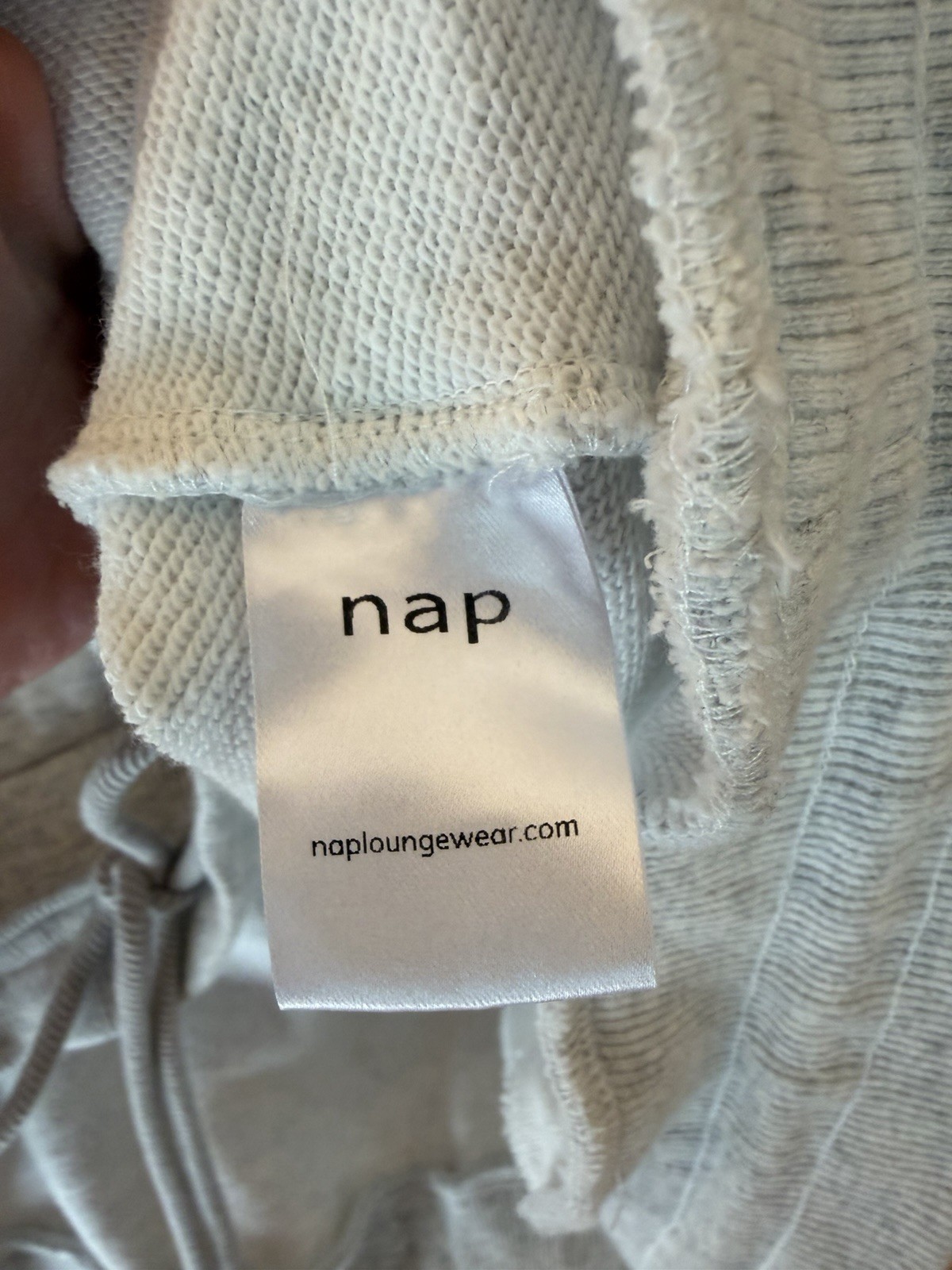 Nap Loungewear Gray Drawstring Hem Cotton Pullover Sweatshirt Cozy Hi Low Sz Lg