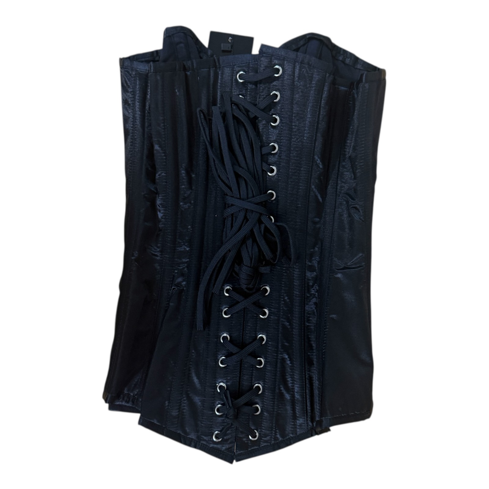 GothicXO Corset Underbust Black Glossy Lace Up Corset Size 24 New With Tags