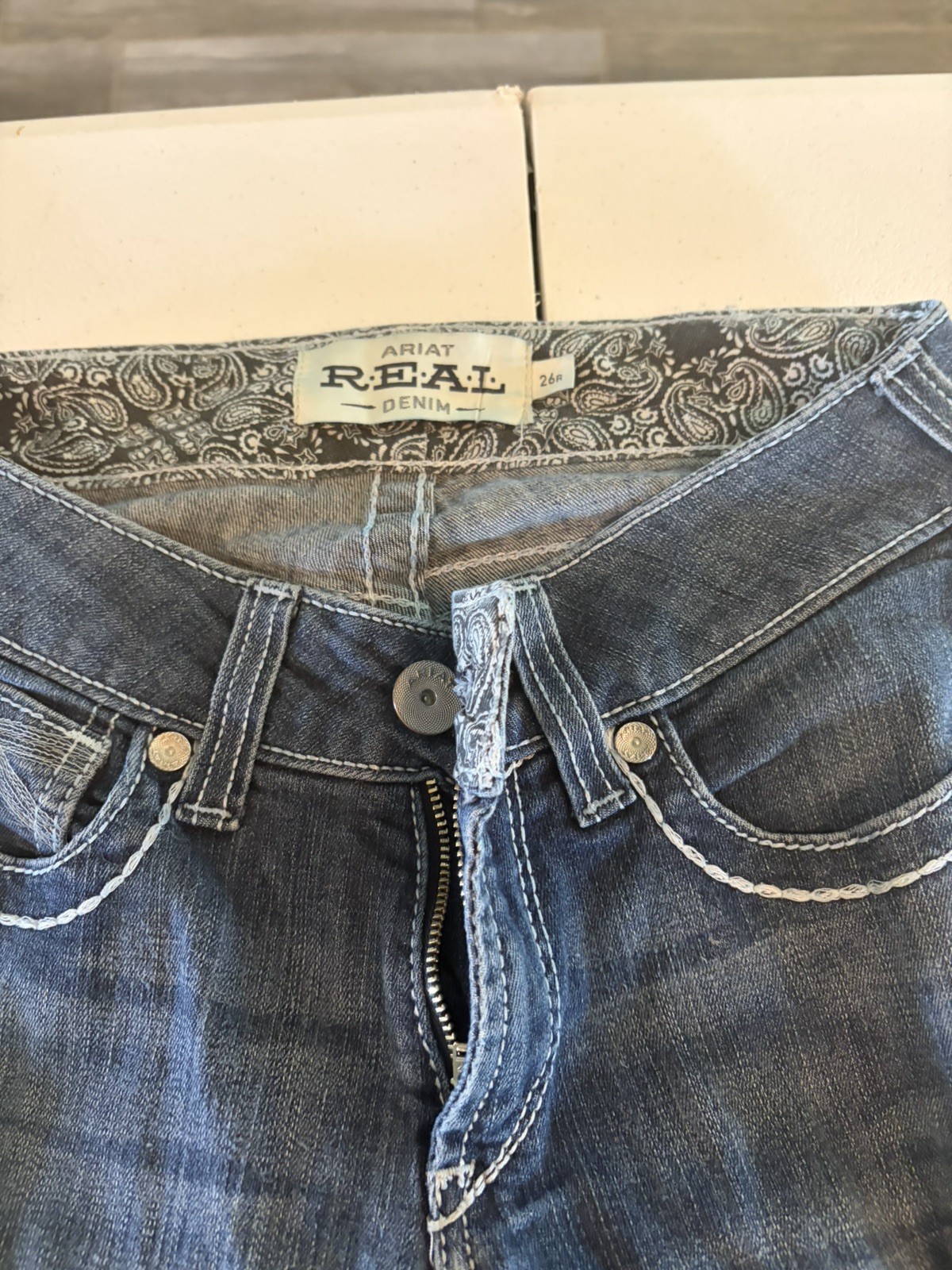 Ariat REAL Denim Jeans Womens 26R Blue Low Rise Bootcut