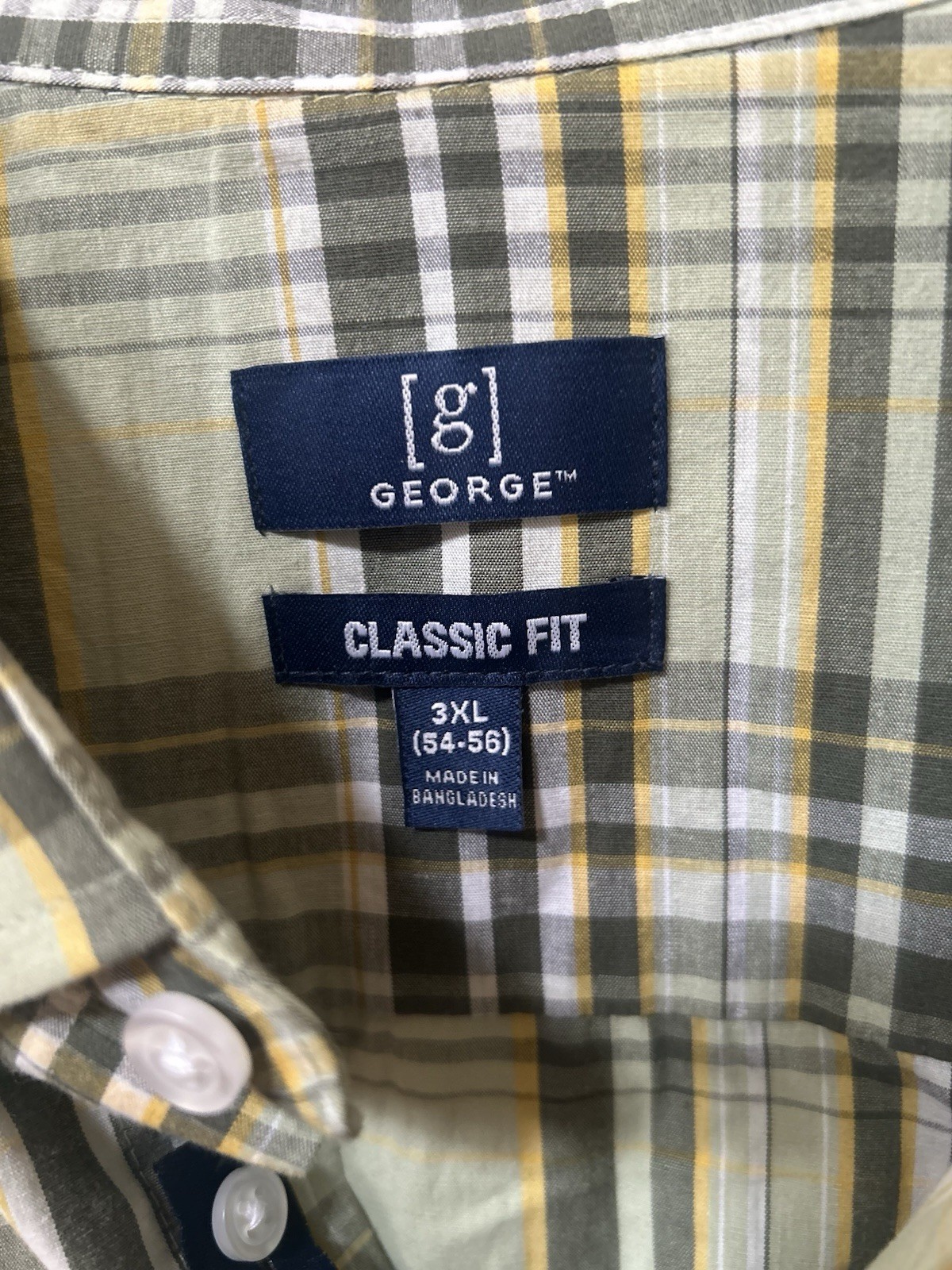 George Big Men’s Classic Fit Short Sleeve Plaid Button-Down Shirt – XXL Stretch