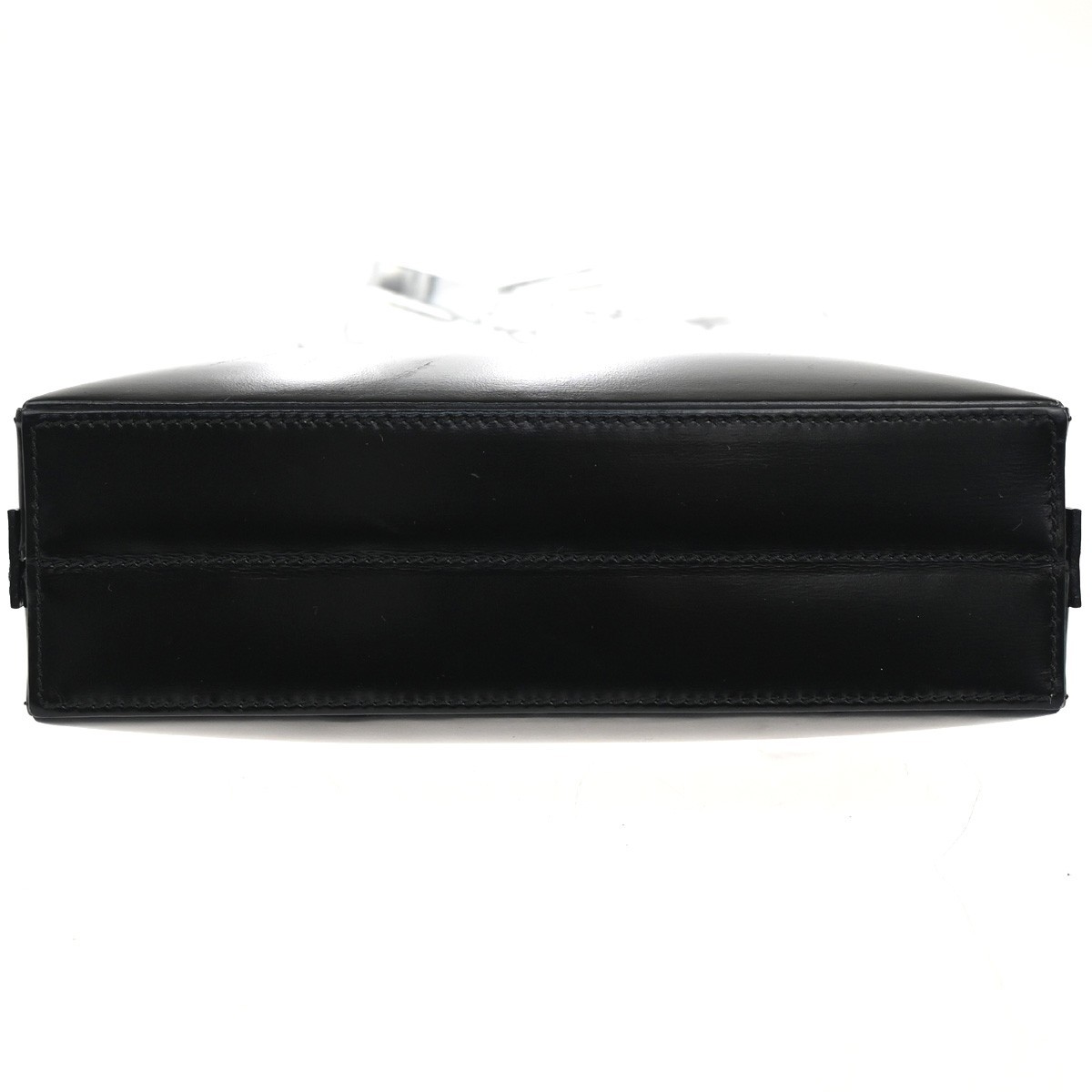 LOEWE Logo Pushlock Shoulder Box Hand Bag Leather Black GHW Spain 38MA124