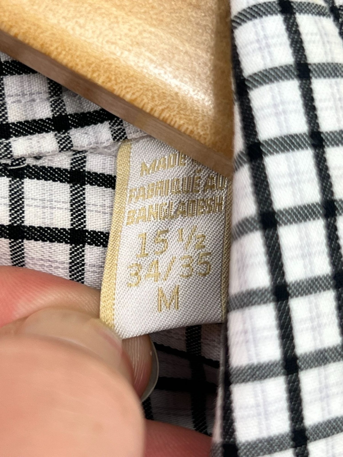 Michael Kors Mens Slim Fit Button-Up Shirt Long Sleeve M 15.5 White Black Check