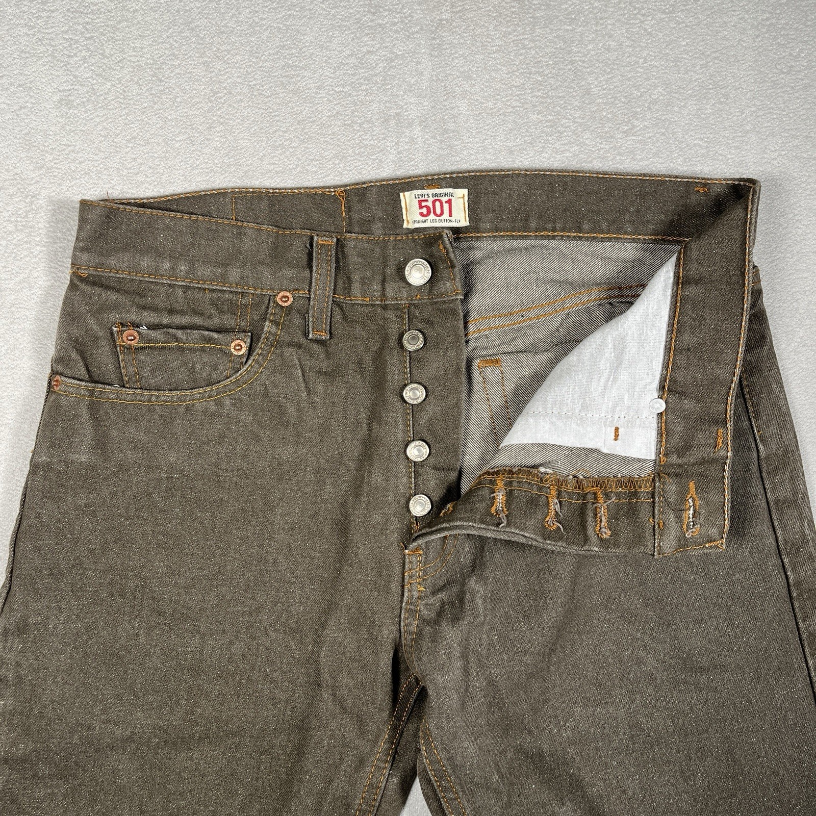 Vintage Levi’s 501 Jeans Men 34×30 Brown Button Fly Straight Leg