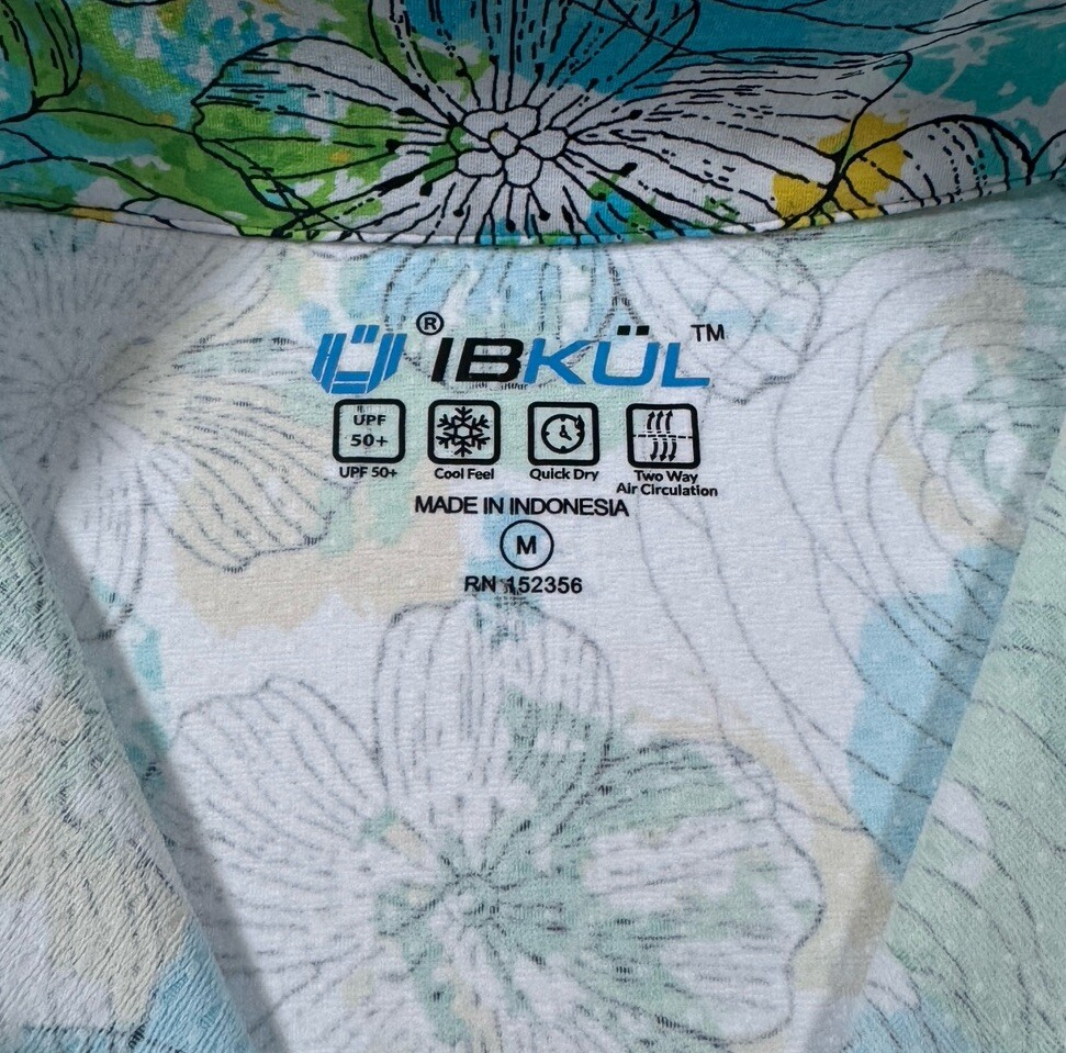 NWT IBKUL Golf Tennis 1/4 Zip Pullover Top S M L XL Blue Floral Longsleeve D4