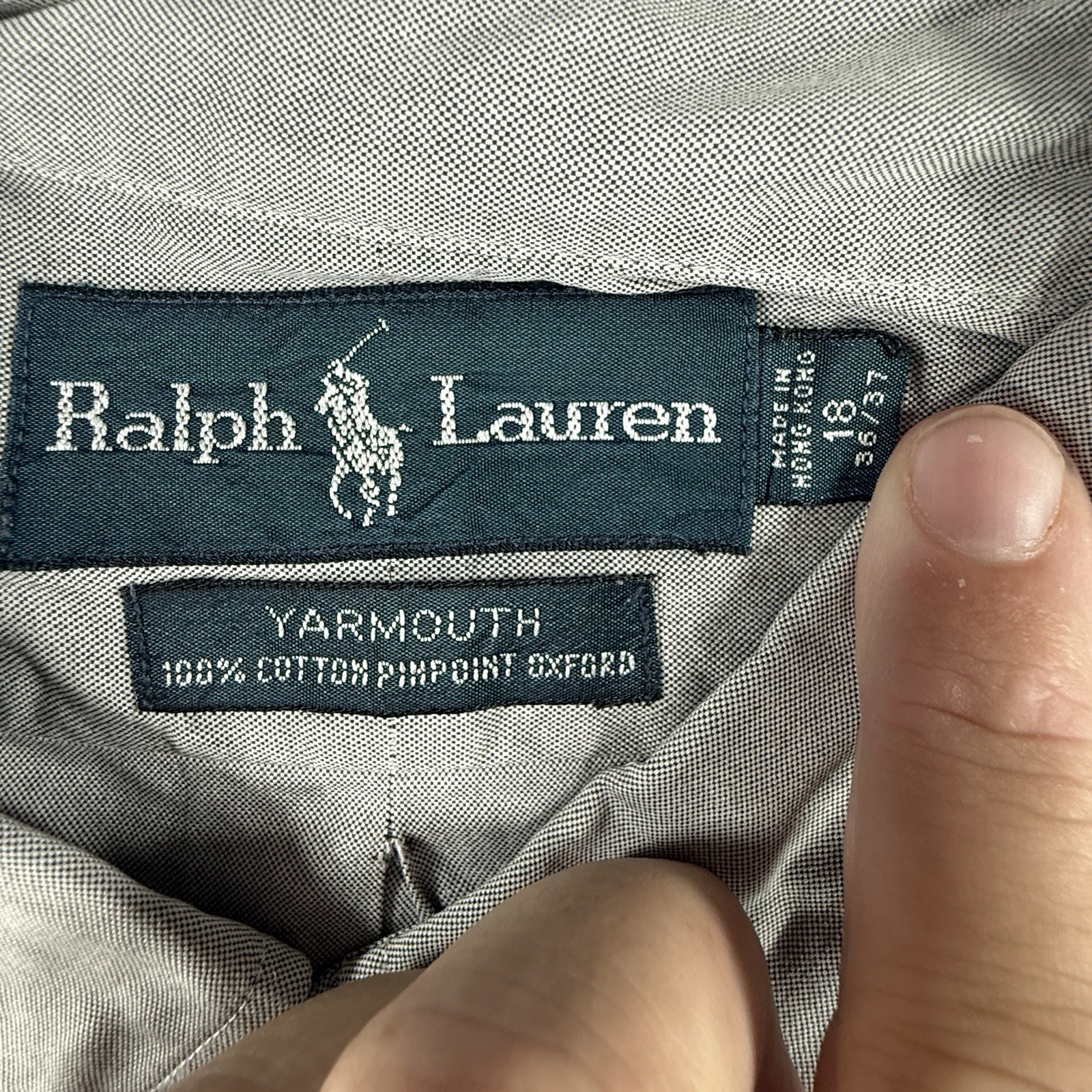 Ralph Lauren Yarmouth PinPoint Oxford Shirt Gray Button Up Long Sleeve Men 18 36