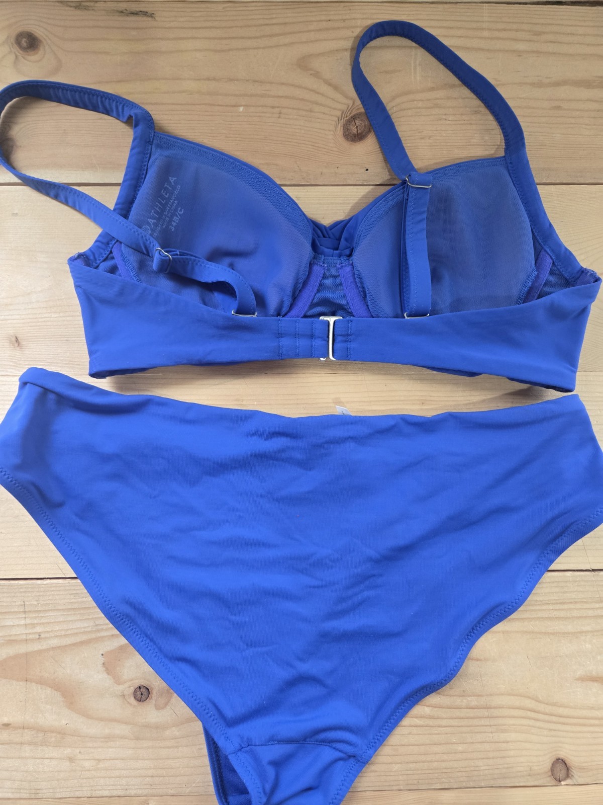 Athleta Womens Underwire Bikini Bra Top 34b/c High Waist Bottom Medium Royal…