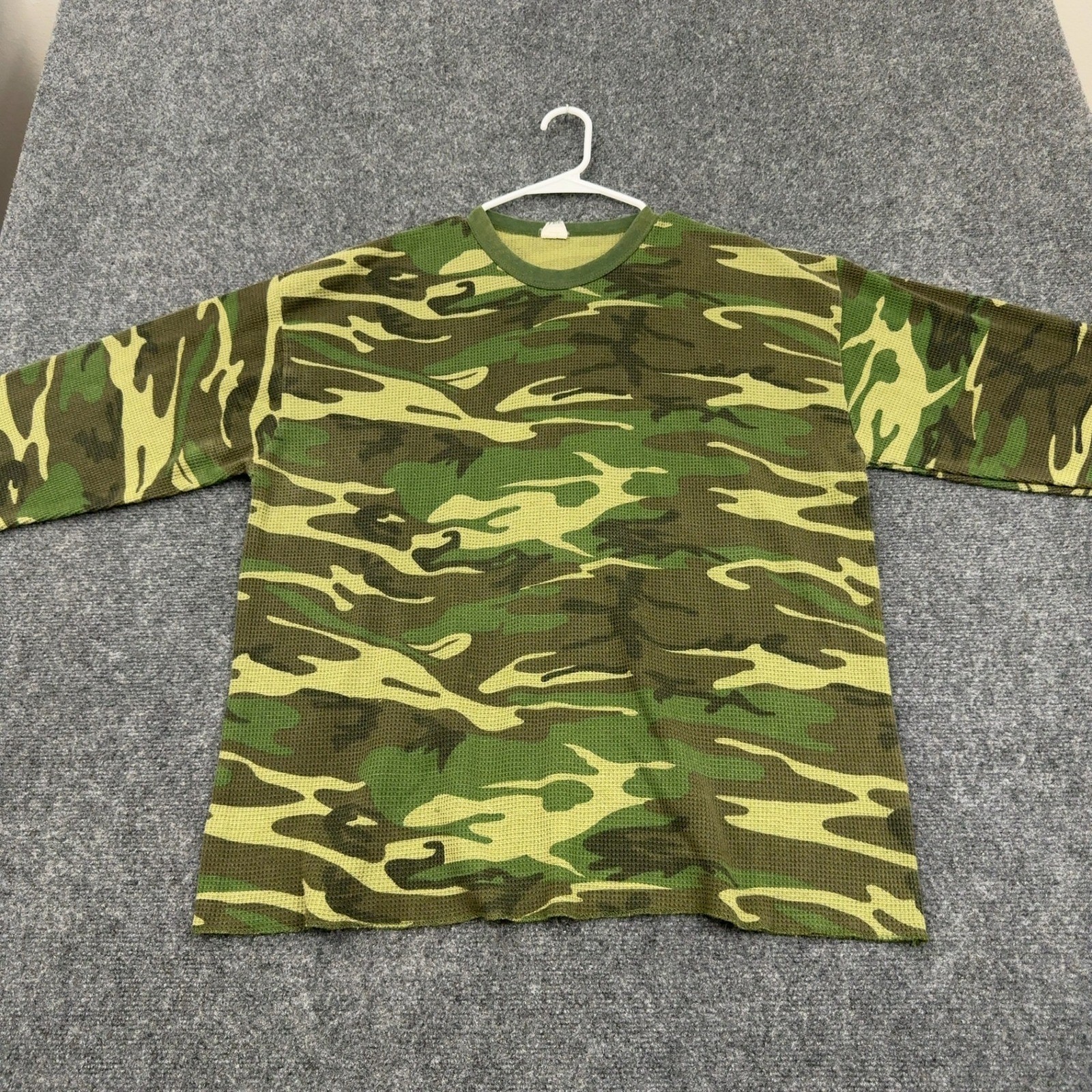 Vintage Rothco Shirt Men 3XL Green Cotton Polyester Camo Waffle Thermal Military