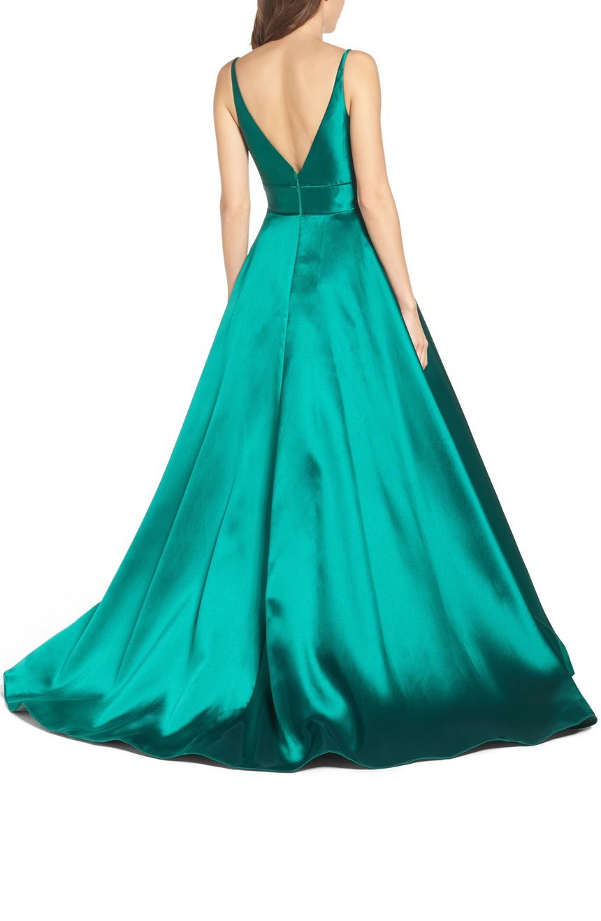 IEENA MAC DUGGAL 55010i Emerald Plunging Sweetheart A-Line Maxi Ball-Gown 0 = XS