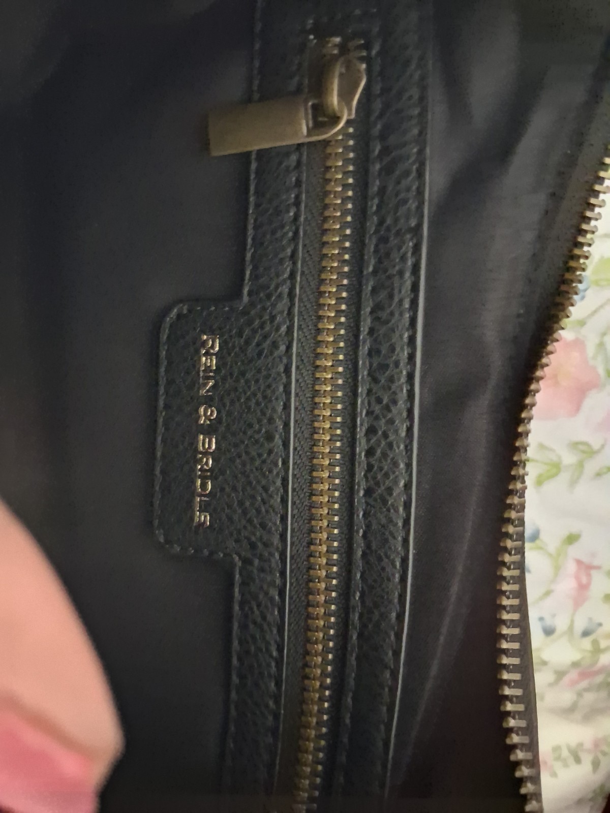 Rein & Bridle Black Floral Embossed Crescent Shoulder Bag, Zip, Detachable