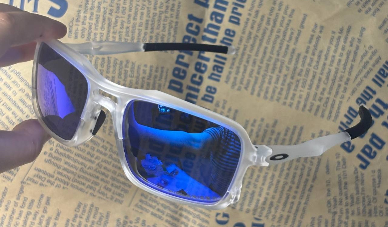 Oakley Triggerman Sunglasses Matte Clear Frame Prizm Polarized Deep Blue Lenses