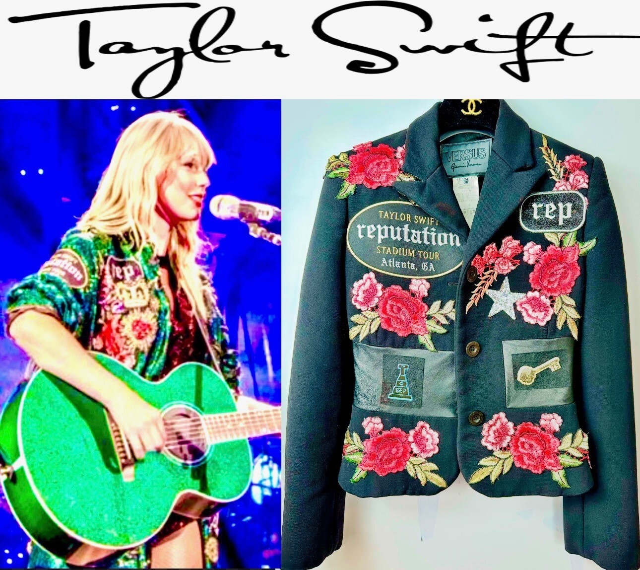 Versace Taylor Reputation Era Concert Costume Patch Jacket 36 38 0 2 Girl XS S M