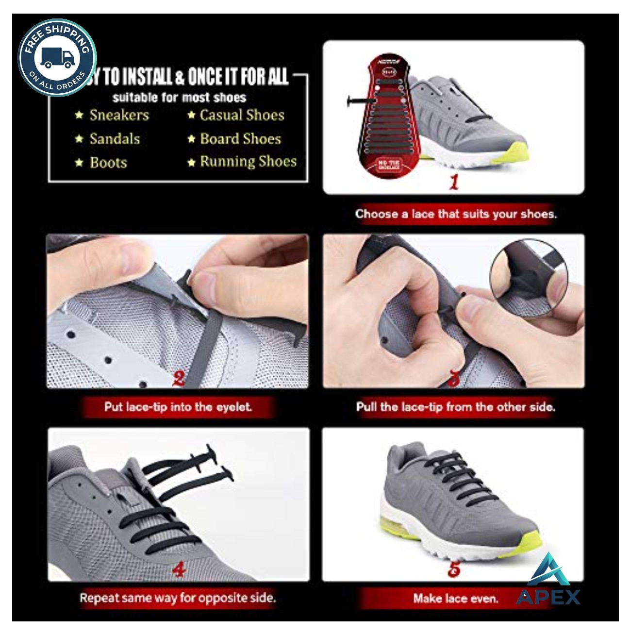 No Tie Shoelaces 24 Pack Elastic Silicone Shoe Laces for Kids Adults Stretch