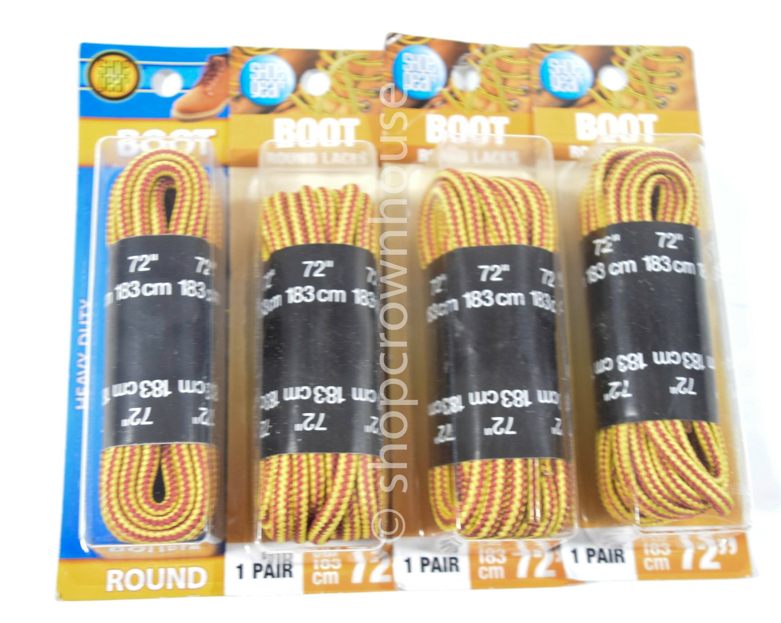 4 Pairs Shoe Gear 72″ Round Boot Laces- GOLD/BROWN #30